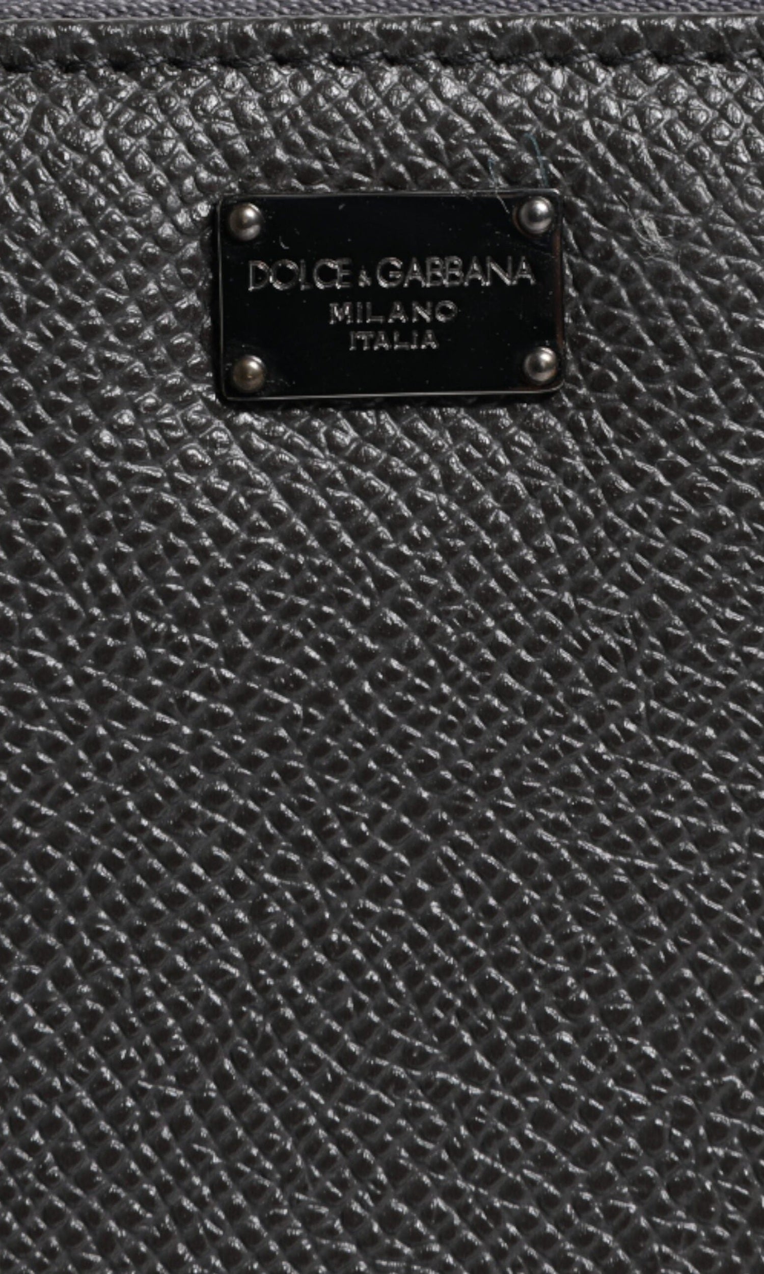 Dolce & Gabbana Dark Leather Dg Logo Zip Around Continental Gray Wallet Glam Steals