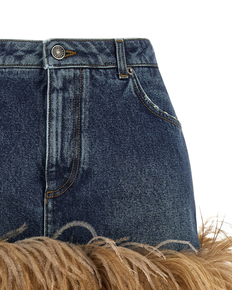 Dolce & Gabbana Denim Feather Skirt Glam Steals