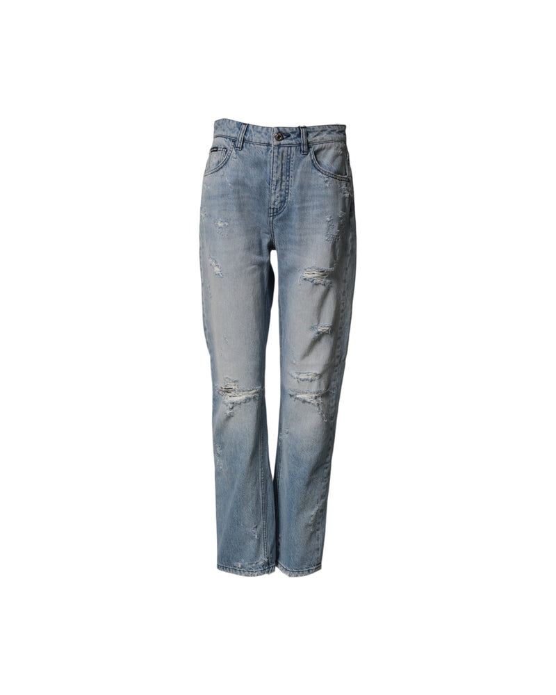 Dolce & Gabbana Denim Lightblue Ripped Washed Boyfriend Jeans Glam Steals