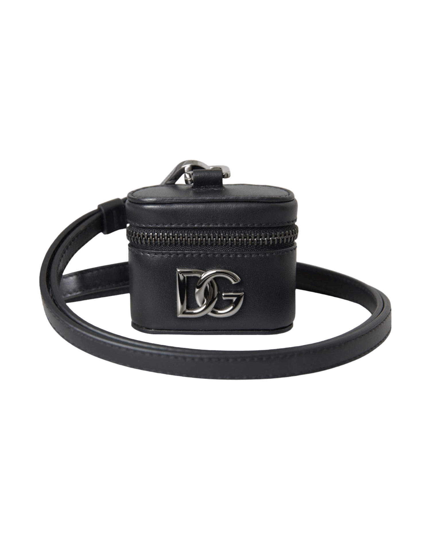 Dolce & Gabbana Dg Logo Leather Metal Airpods Black Silver Case Glam Steals