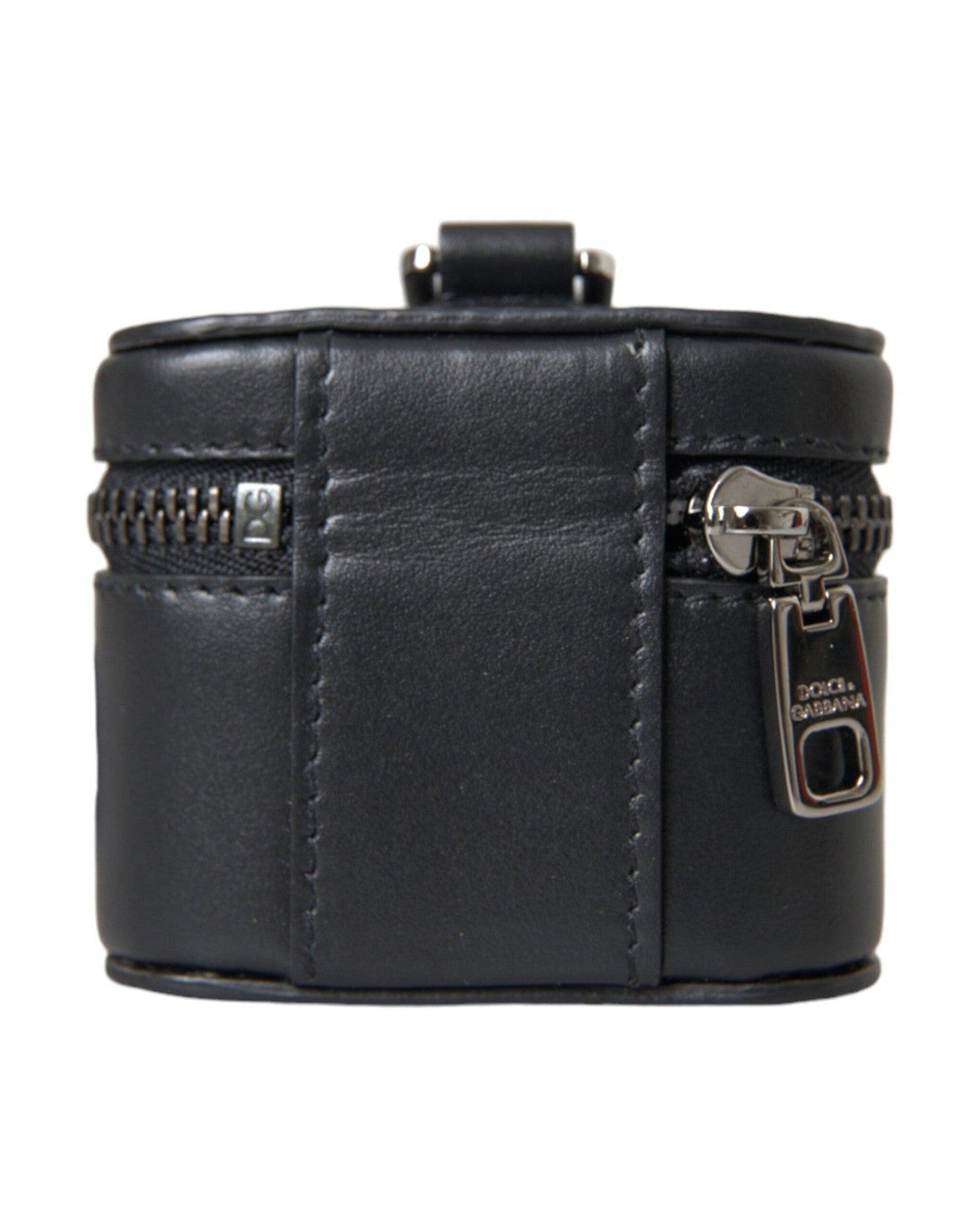 Dolce & Gabbana Dg Logo Leather Metal Airpods Black Silver Case Glam Steals