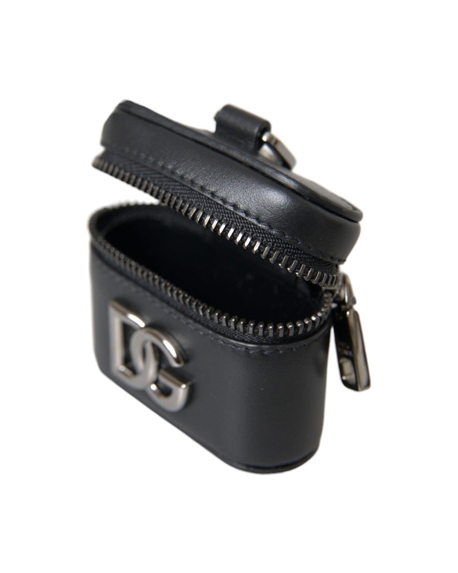 Dolce & Gabbana Dg Logo Leather Metal Airpods Black Silver Case Glam Steals