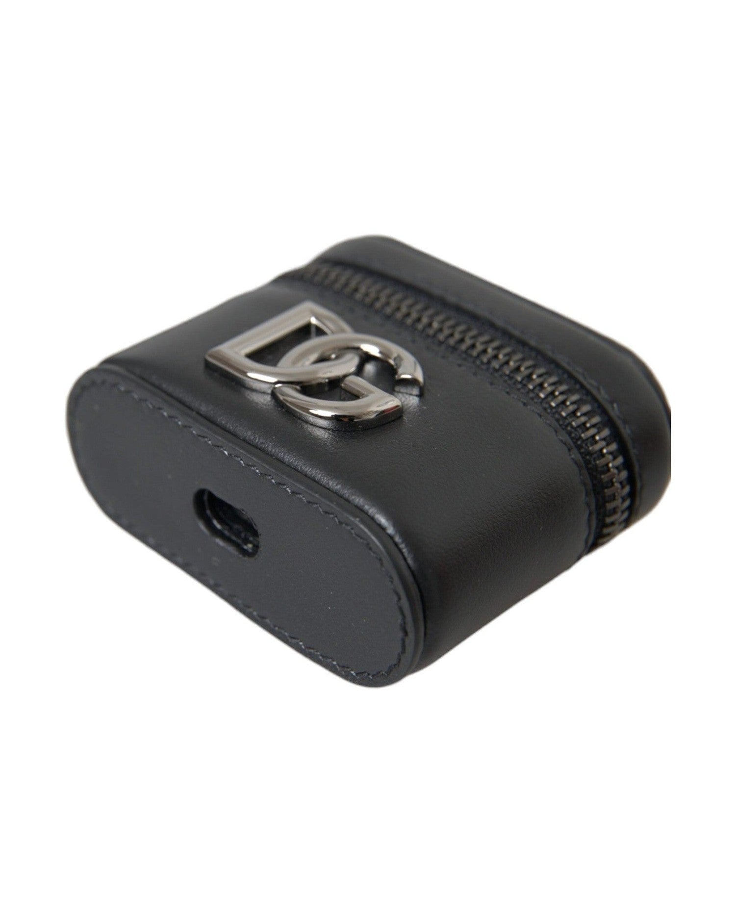 Dolce & Gabbana Dg Logo Leather Metal Airpods Black Silver Case Glam Steals