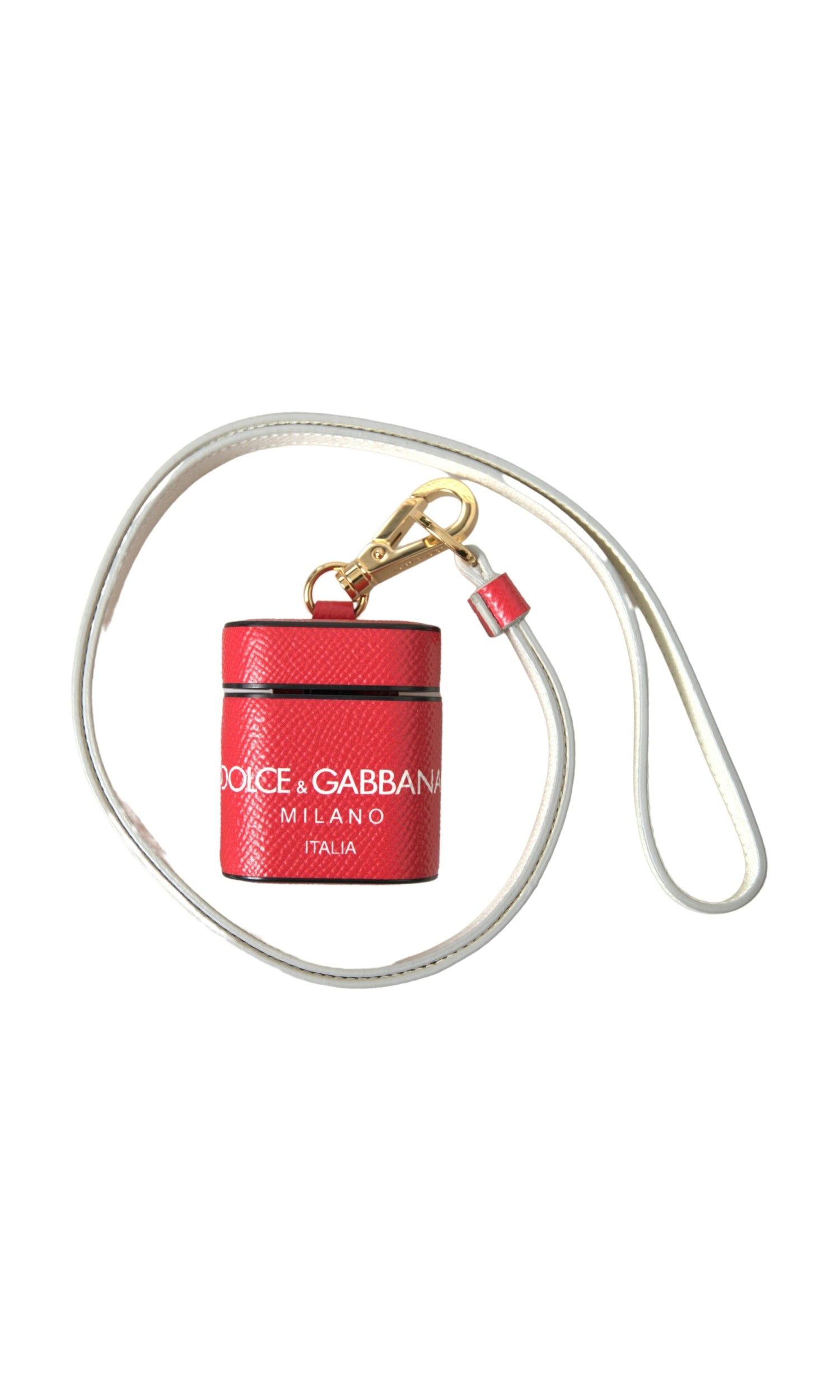 Dolce & Gabbana Elegant Calf Leather Airpods Red Case Glam Steals