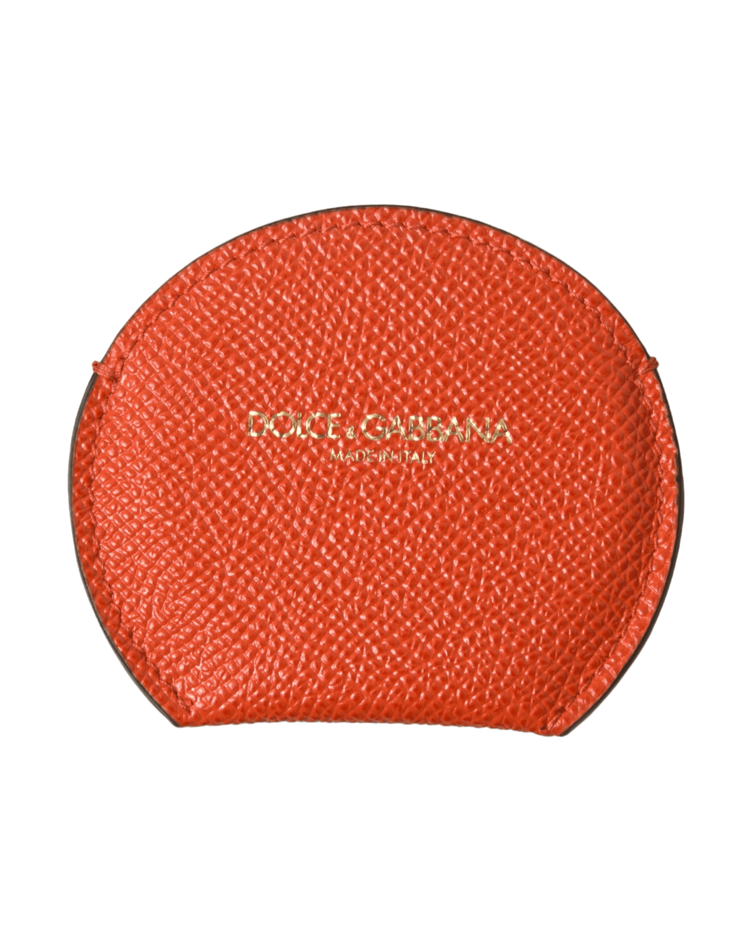 Dolce & Gabbana Orange Elegant Calfskin Mirror Holder Face Mirrors