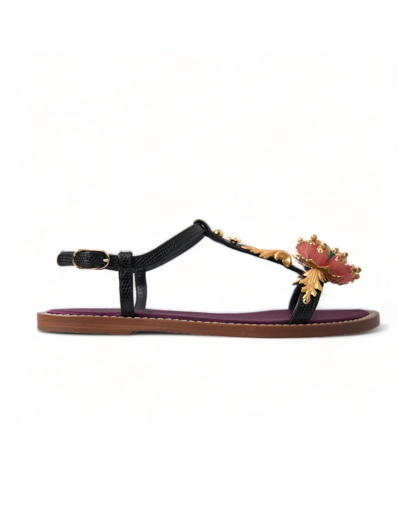 Dolce & Gabbana Elegant Crystal-Adorned Flat Sandals Glam Steals