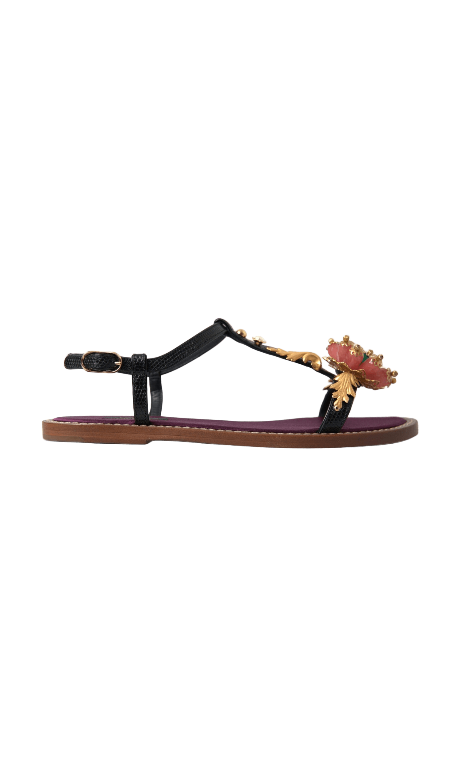 Dolce & Gabbana Elegant Crystal-Adorned Flat Sandals Glam Steals