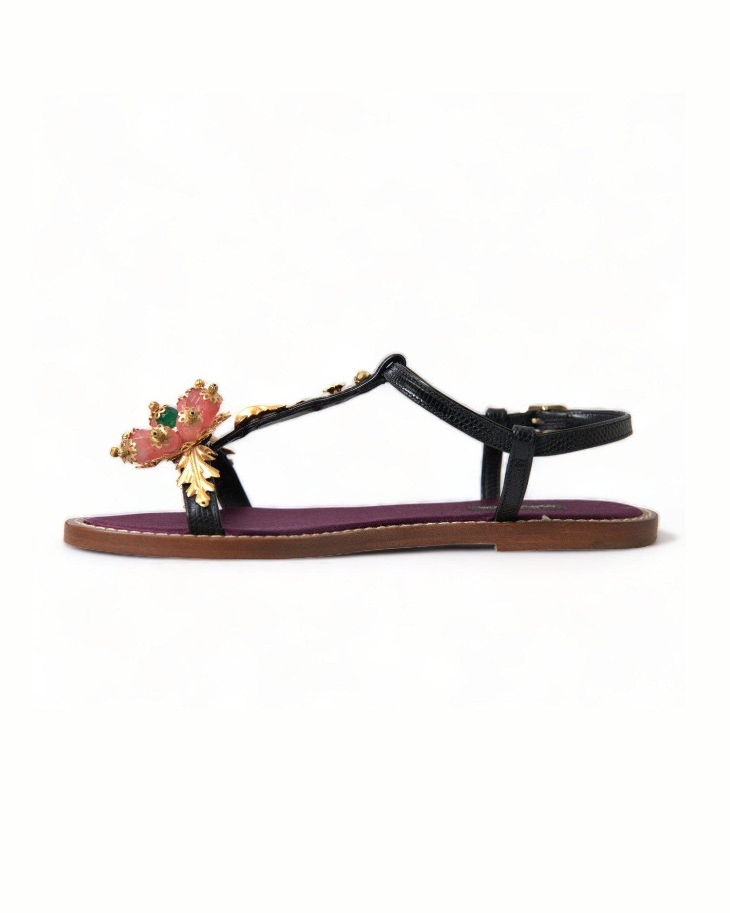 Dolce & Gabbana Elegant Crystal-Adorned Flat Sandals Glam Steals