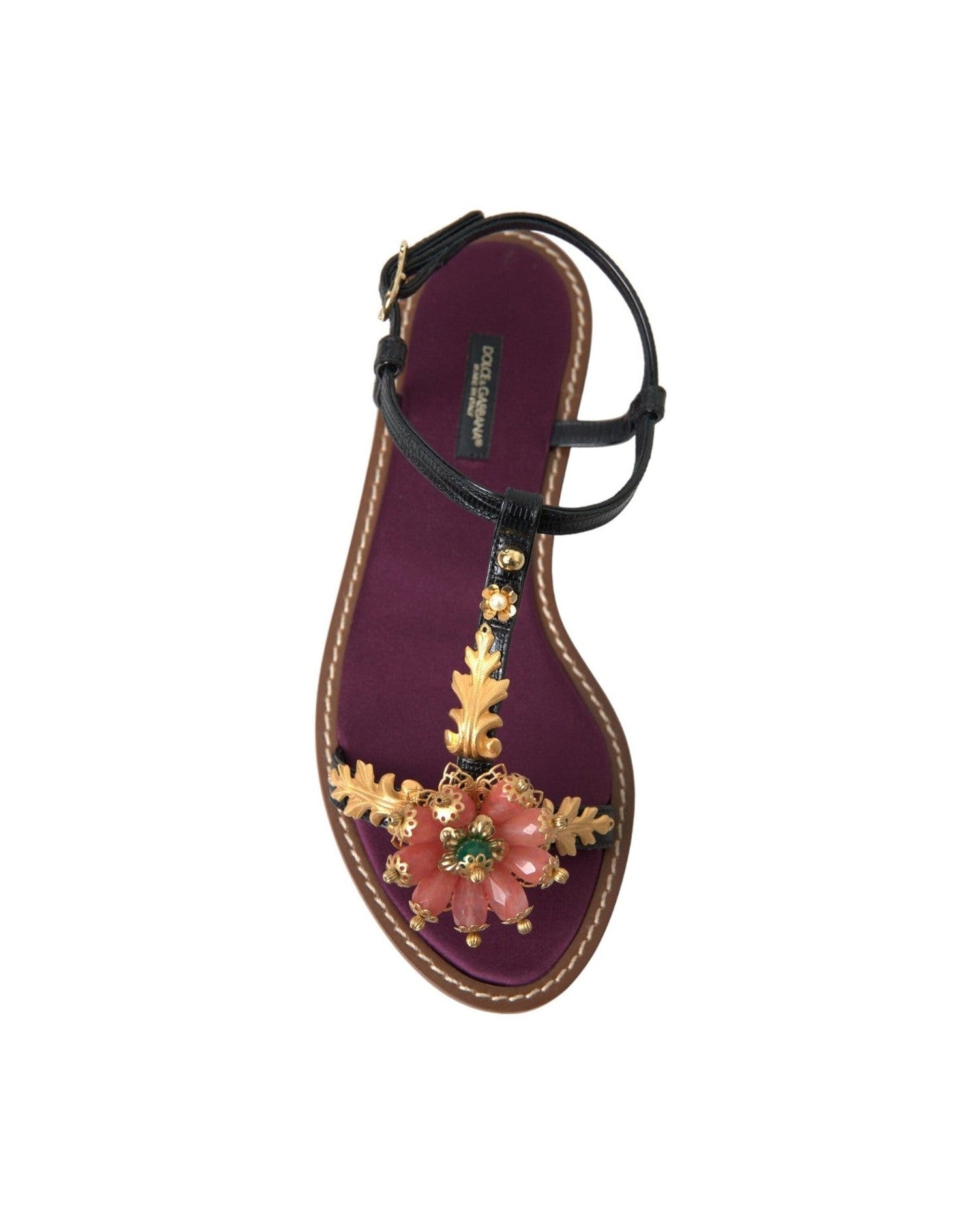 Dolce & Gabbana Elegant Crystal-Adorned Flat Sandals Glam Steals