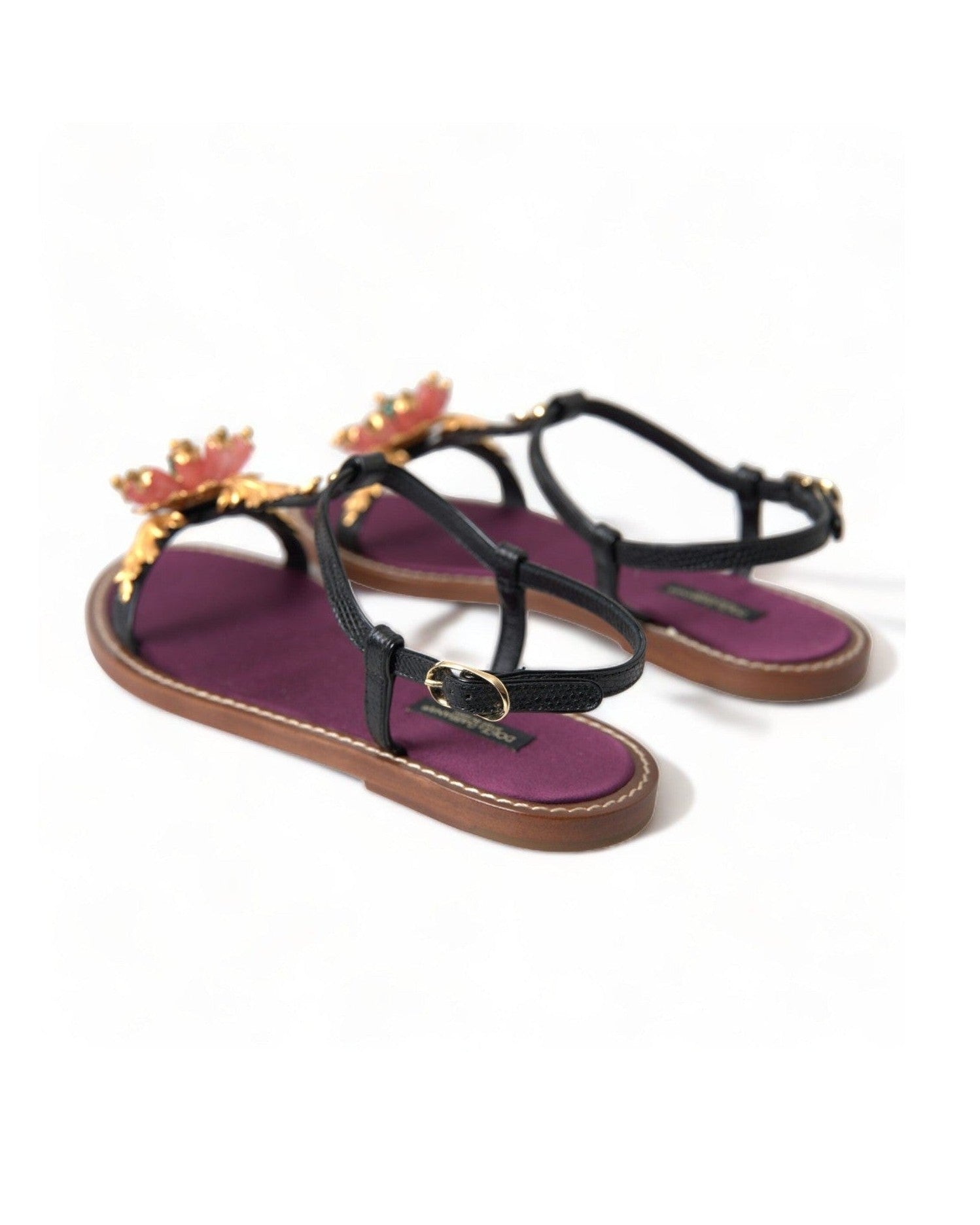Dolce & Gabbana Elegant Crystal-Adorned Flat Sandals Glam Steals