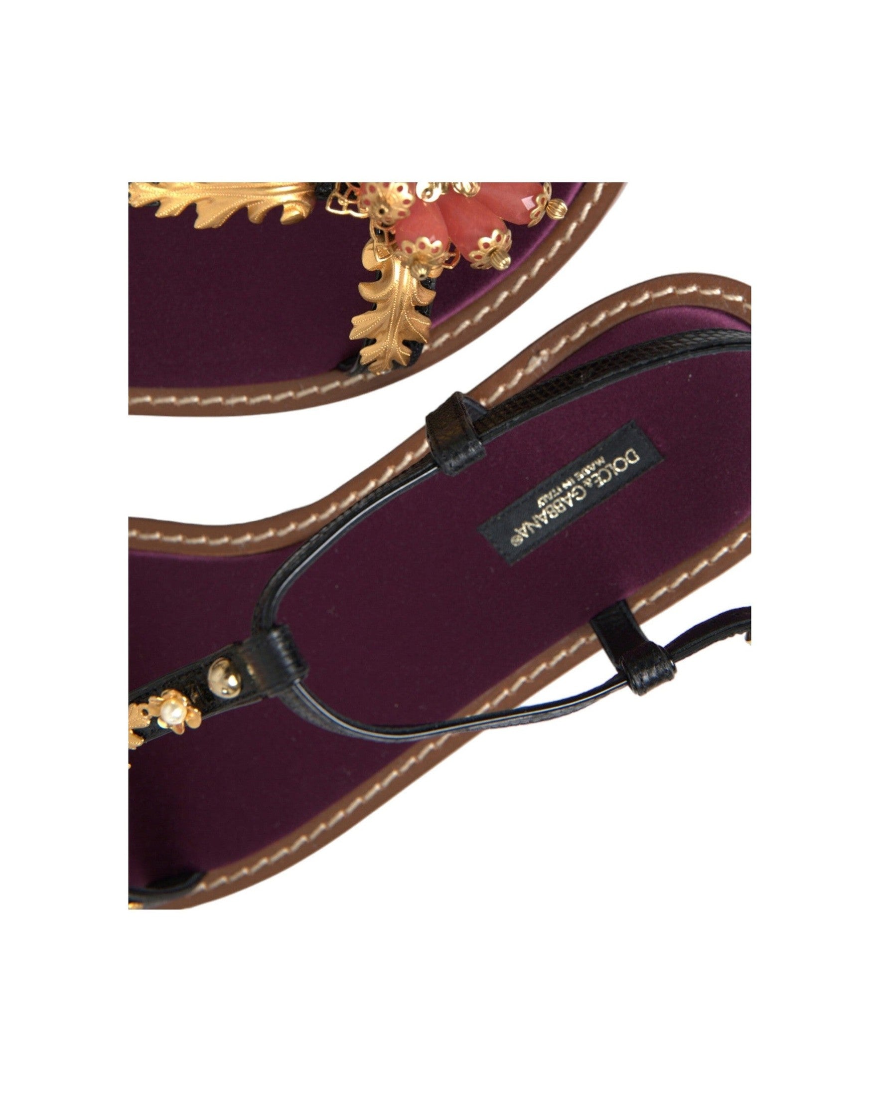 Dolce & Gabbana Elegant Crystal-Adorned Flat Sandals Glam Steals
