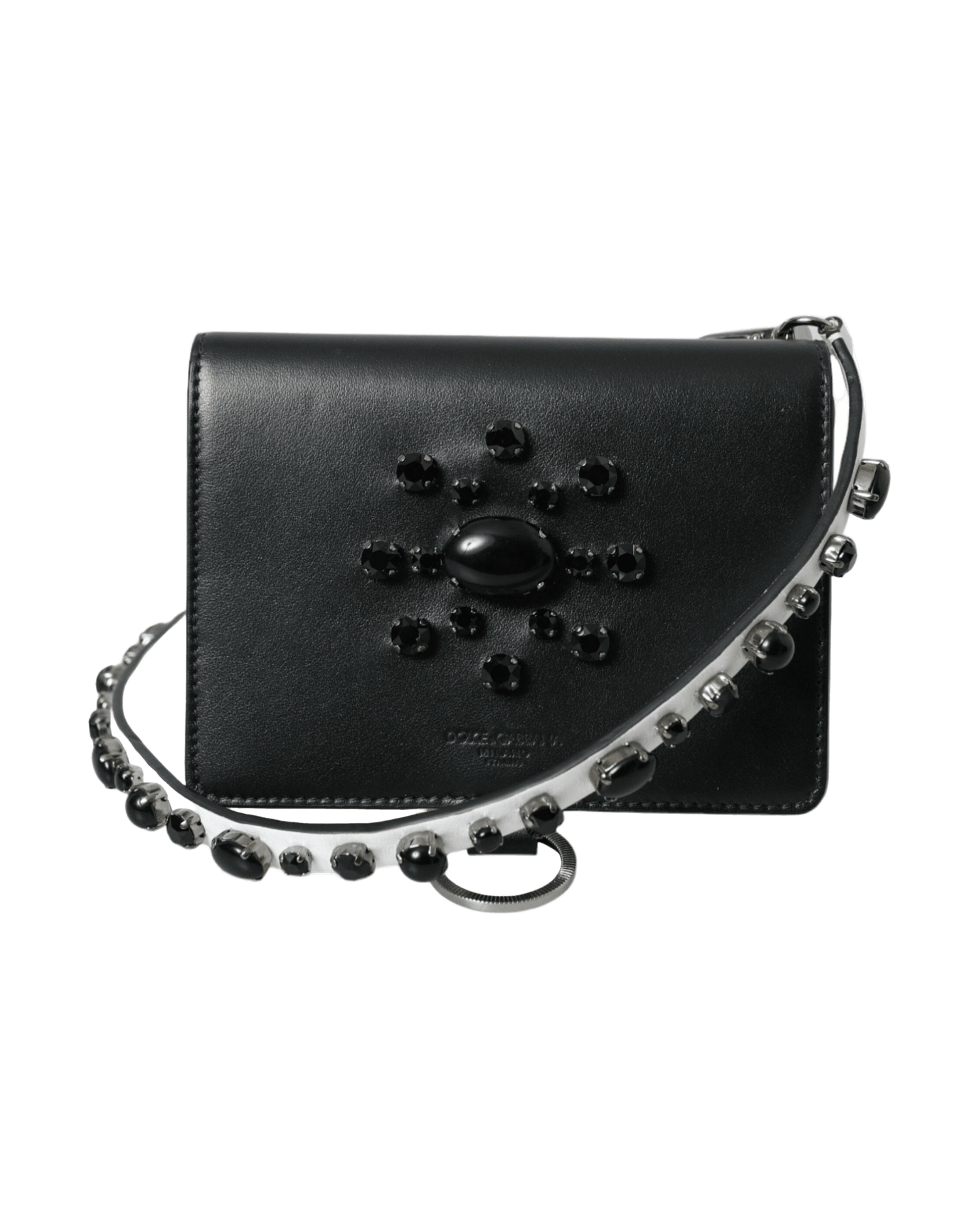 Dolce & Gabbana Elegant Crystal-Embellished Leather Card Holder Glam Steals