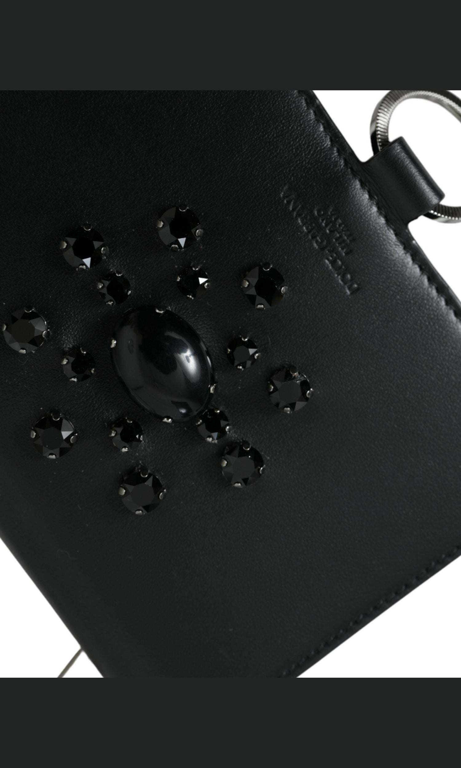 Dolce & Gabbana Elegant Crystal-Embellished Leather Card Holder Glam Steals