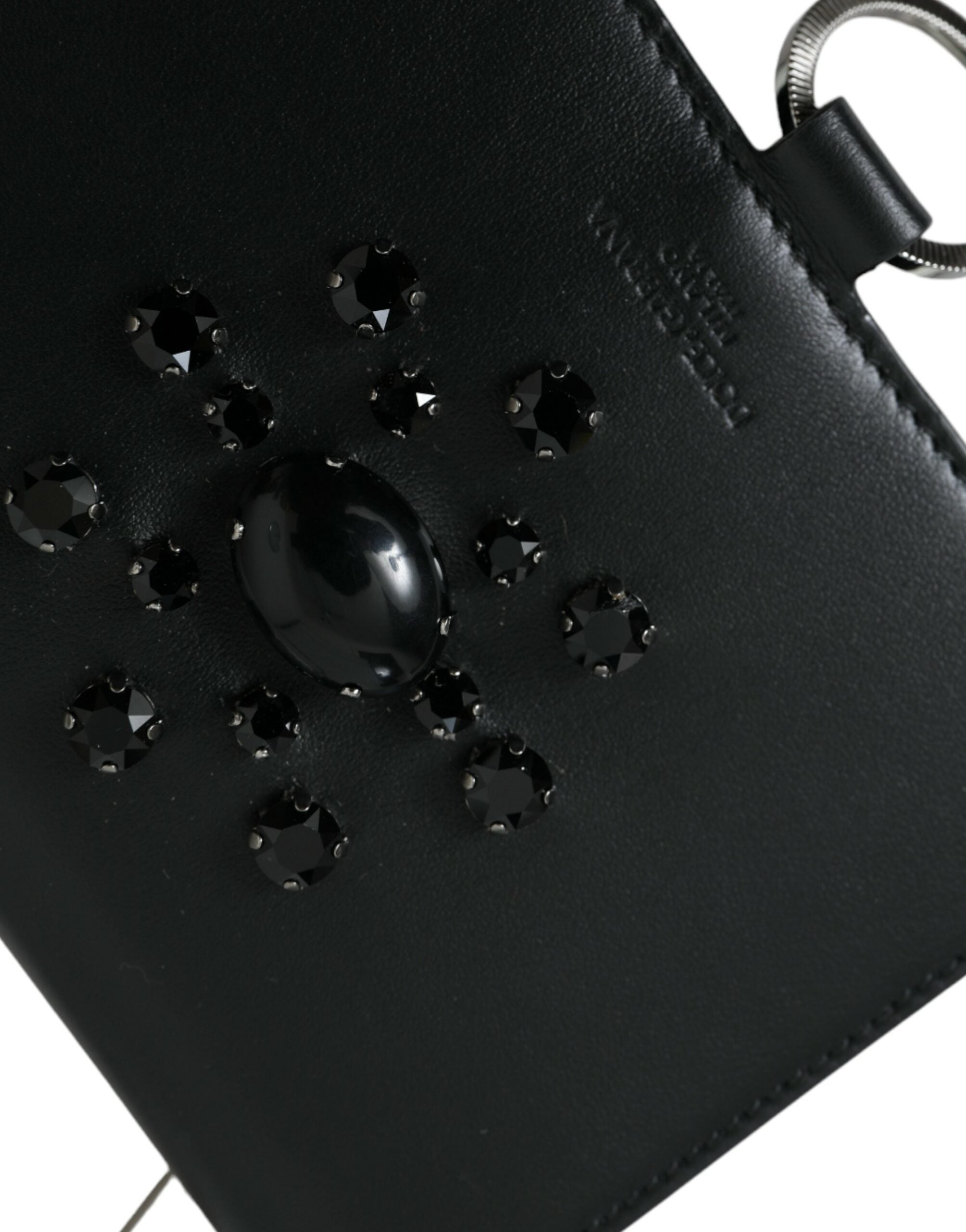 Dolce & Gabbana Elegant Crystal-Embellished Leather Card Holder Glam Steals