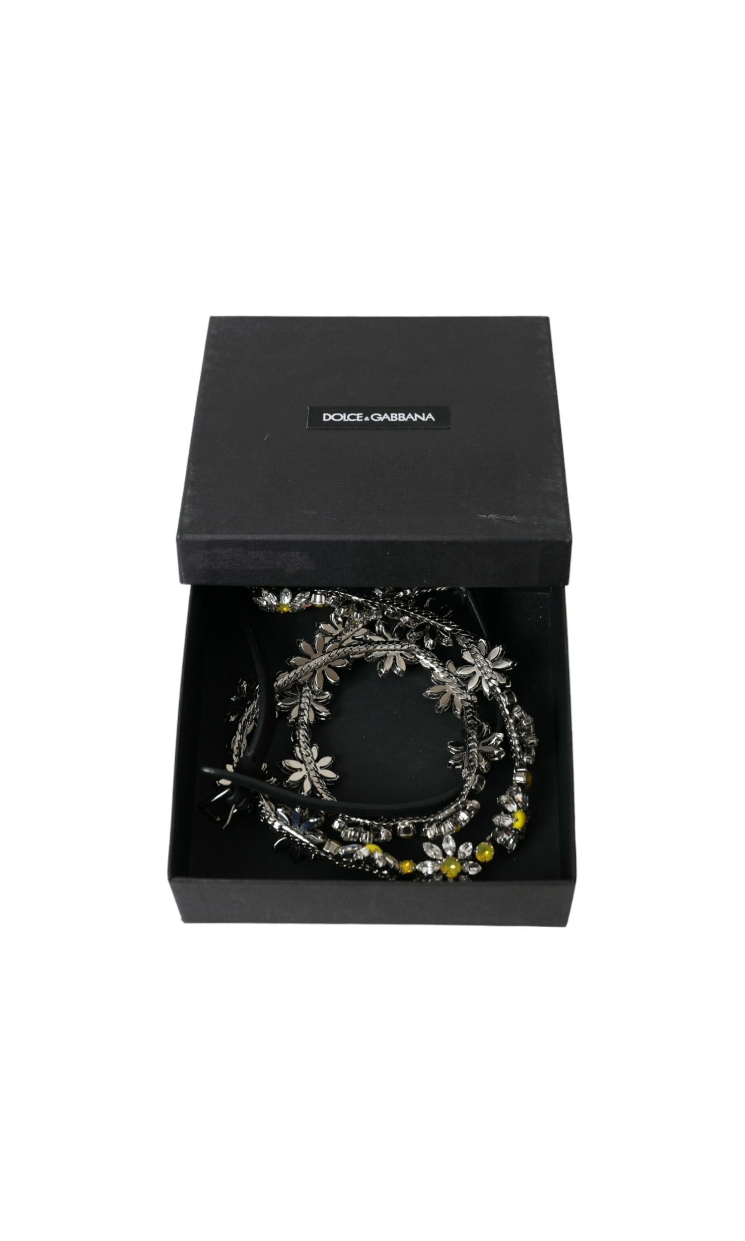 Dolce & Gabbana Elegant Crystal-Embellished Leather Belt Glam Steals