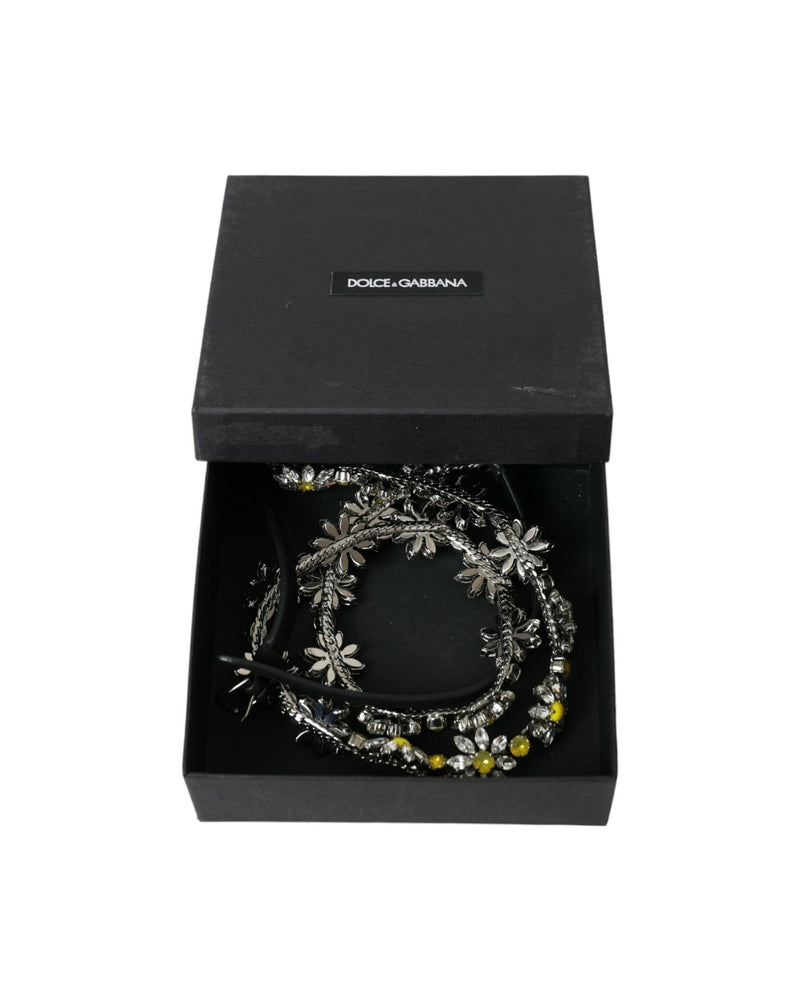 Dolce & Gabbana Elegant Crystal-Embellished Leather Belt Glam Steals