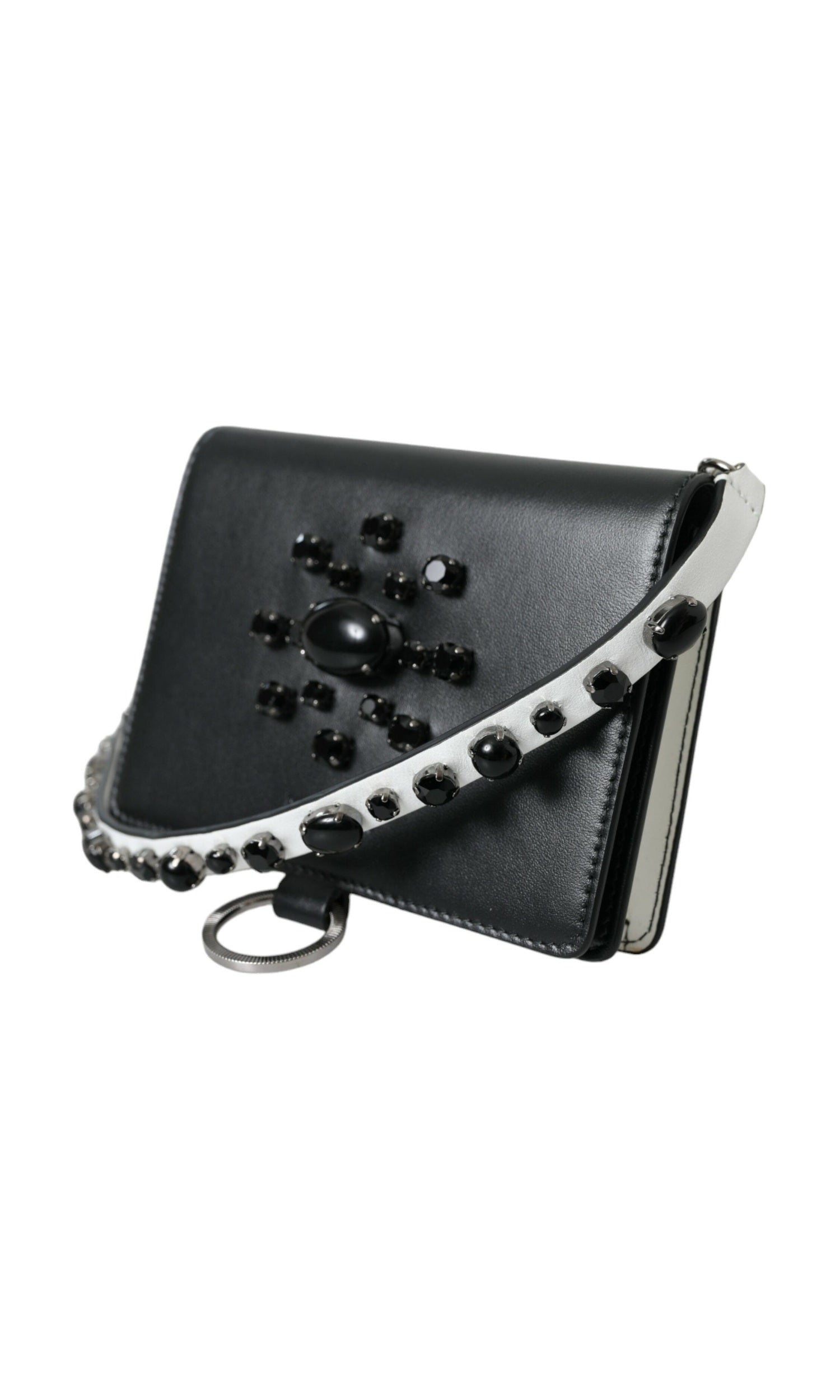 Dolce & Gabbana Elegant Crystal-Embellished Leather Card Holder Glam Steals