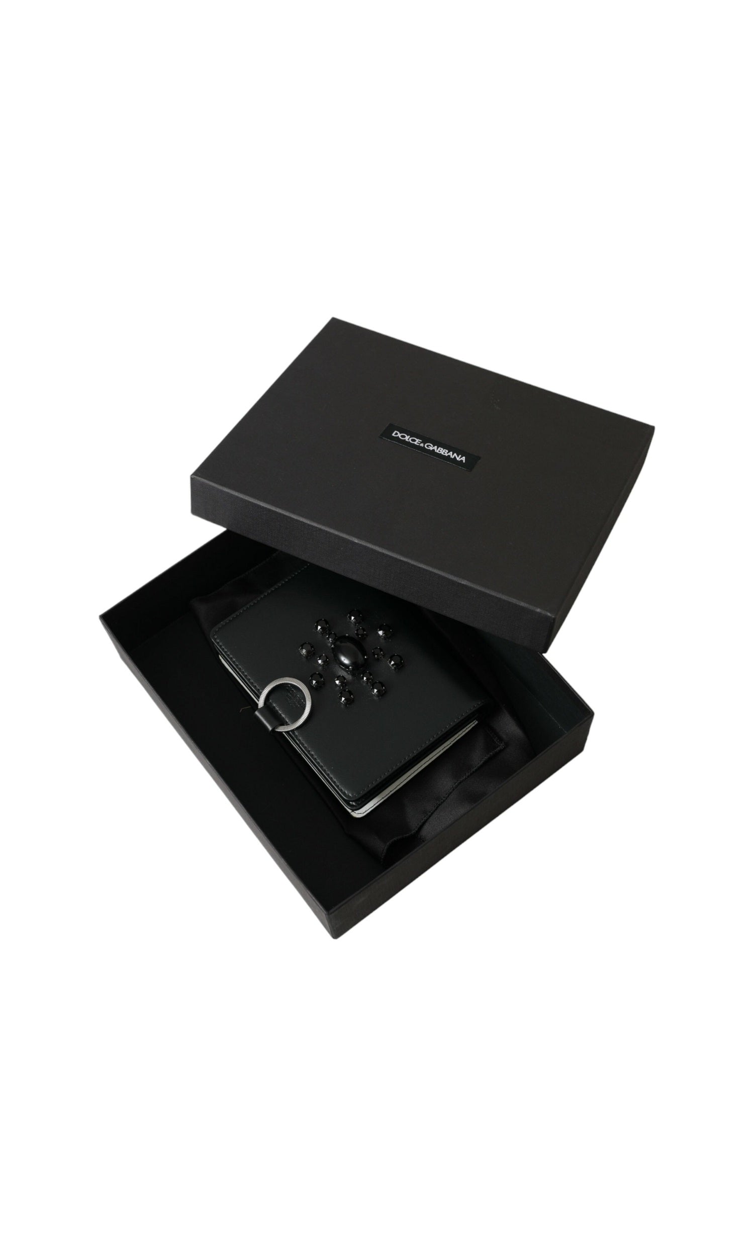 Dolce & Gabbana Elegant Crystal-Embellished Leather Card Holder Glam Steals
