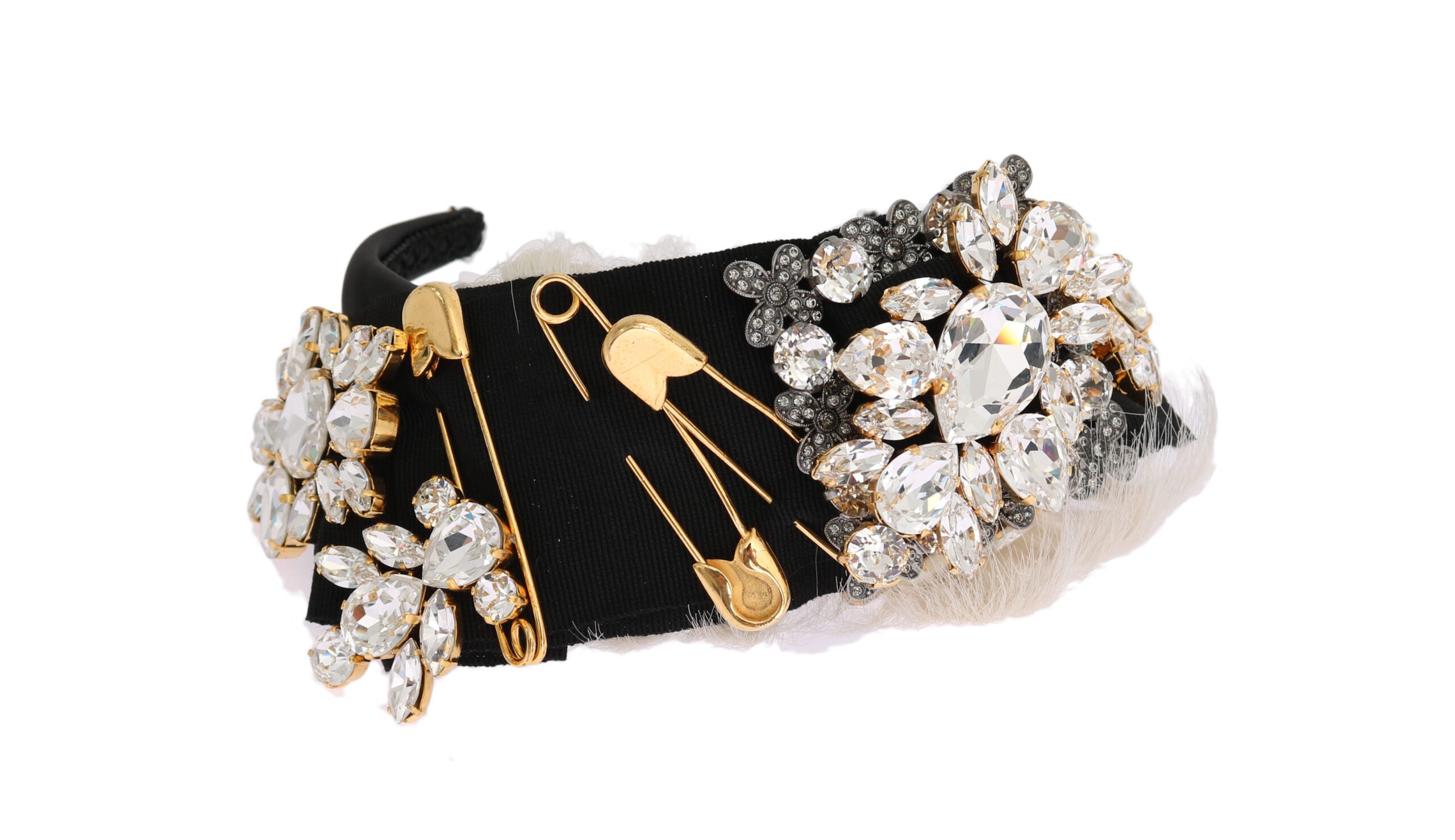 Dolce & Gabbana Elegant Crystal Headband Black Diadem Glam Steals
