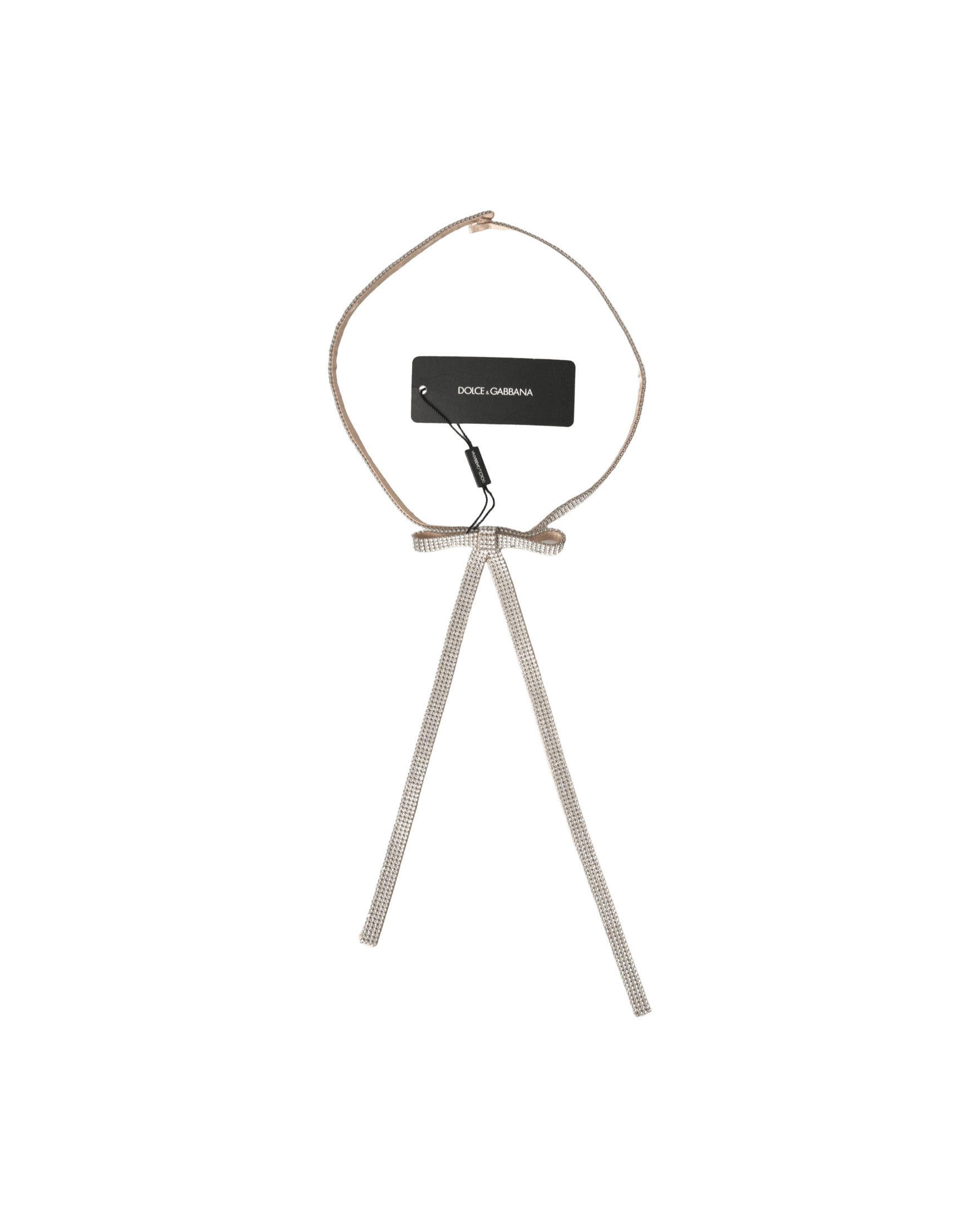 Dolce & Gabbana Elegant Crystal Skinny Silk Bow Belt Glam Steals