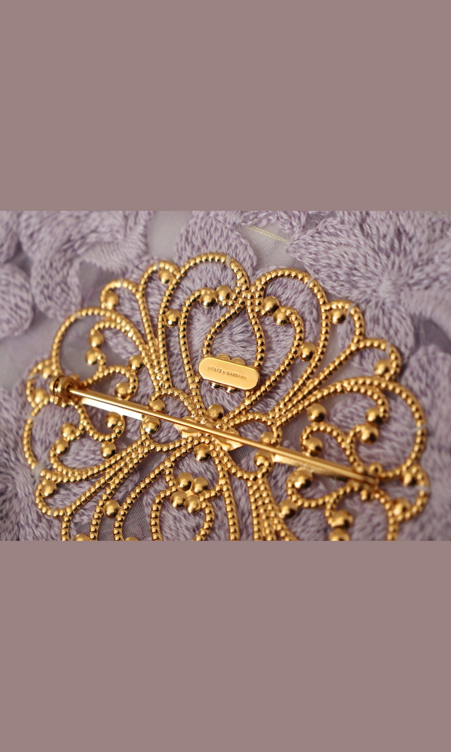 Dolce & Gabbana Elegant Floral Silk Blend Purple Brooch Glam Steals