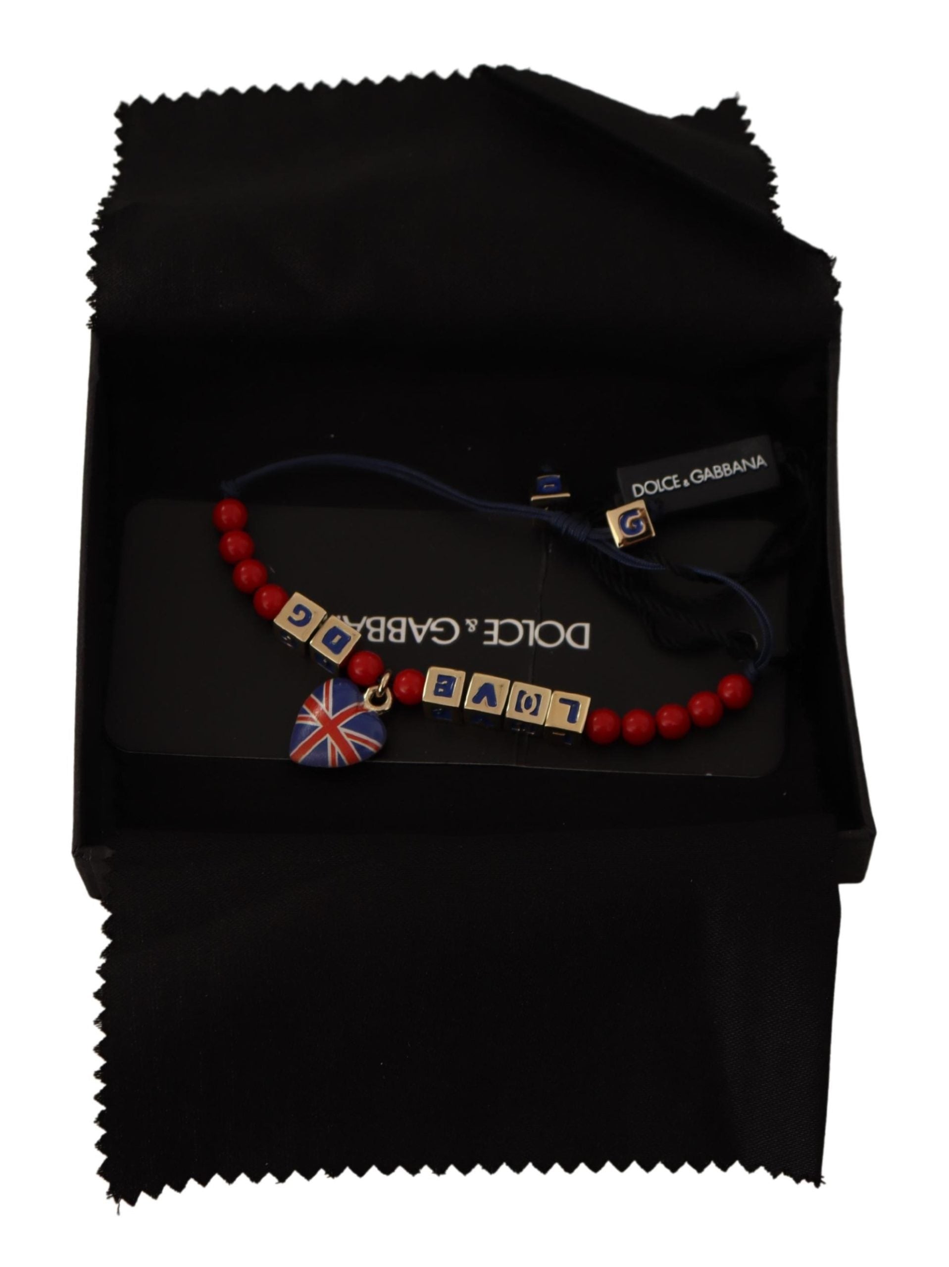Dolce & Gabbana Elegant , Glass & Zama Blue Red Bracelet Glam Steals