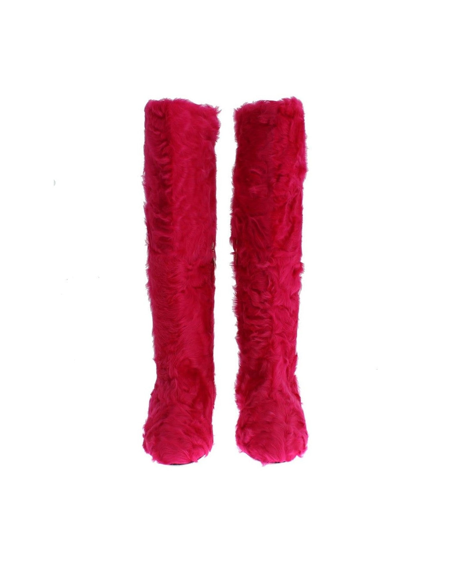 Dolce & Gabbana Elegant Lambskin Fur Pink Boots Glam Steals