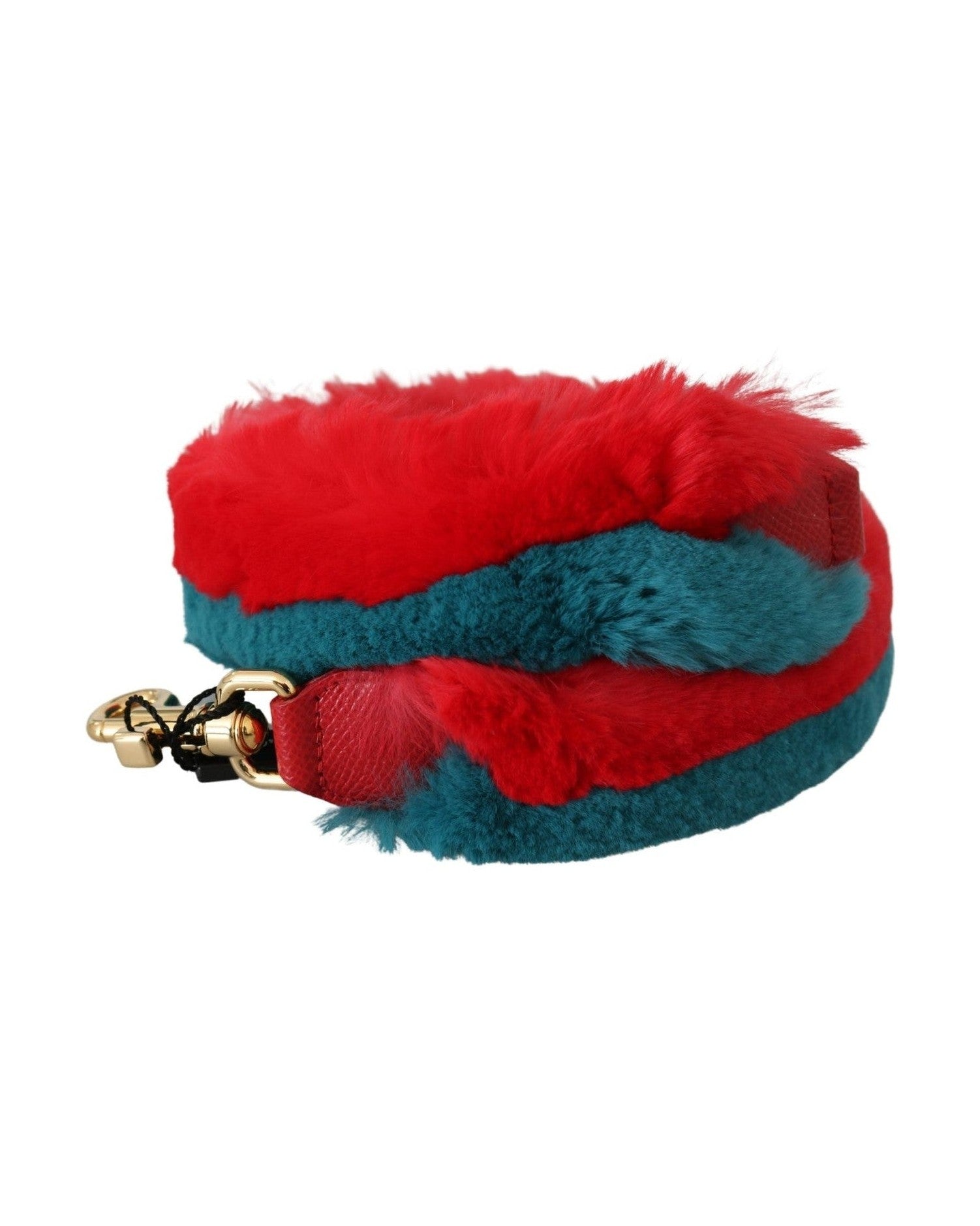 Dolce & Gabbana Elegant Lapin Fur Shoulder Red Strap Glam Steals