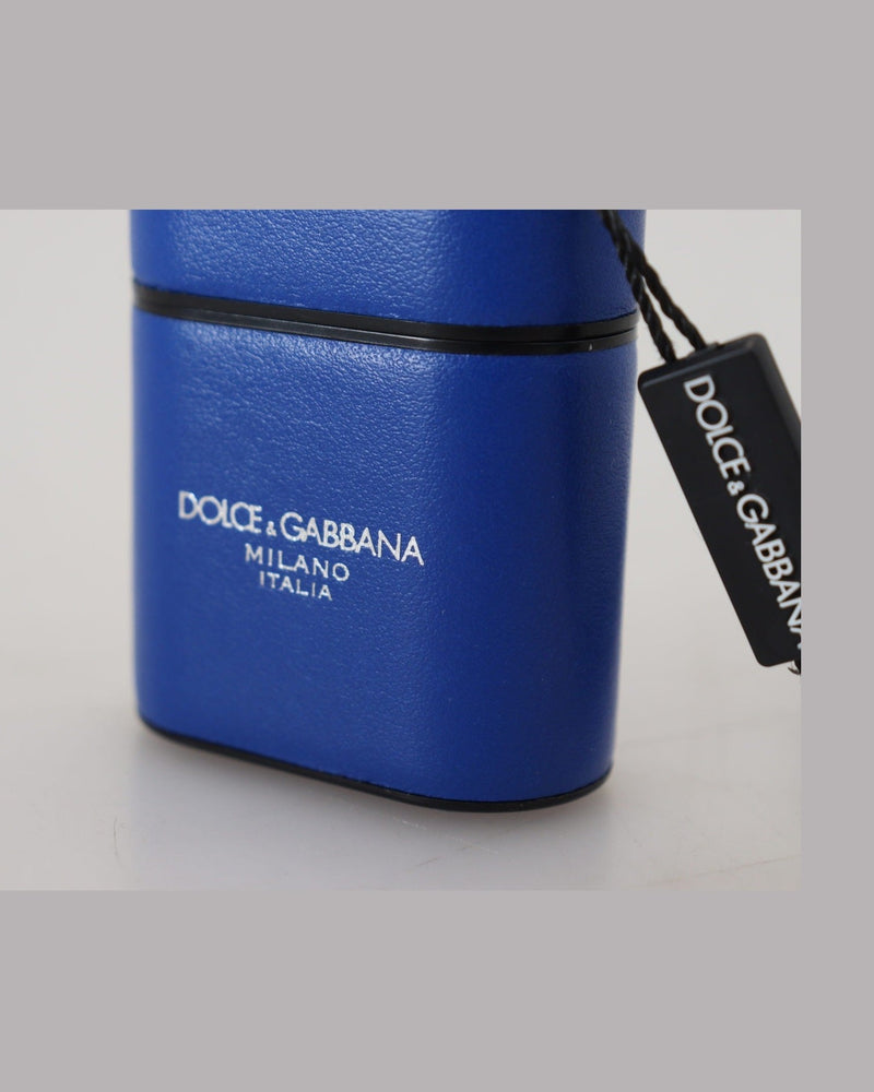 Dolce & Gabbana Elegant Leather Airpods Blue Case Glam Steals