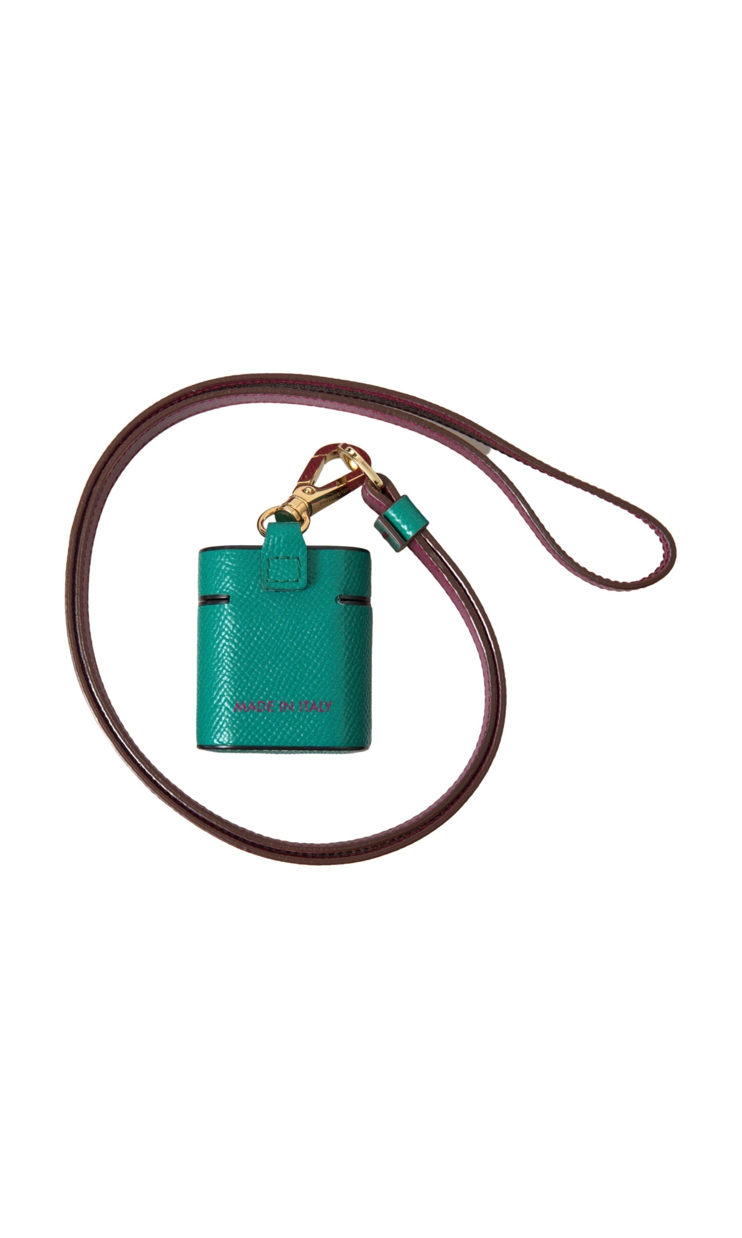 Dolce & Gabbana Elegant Leather Airpods Case In Green Maroon And Glam Steals