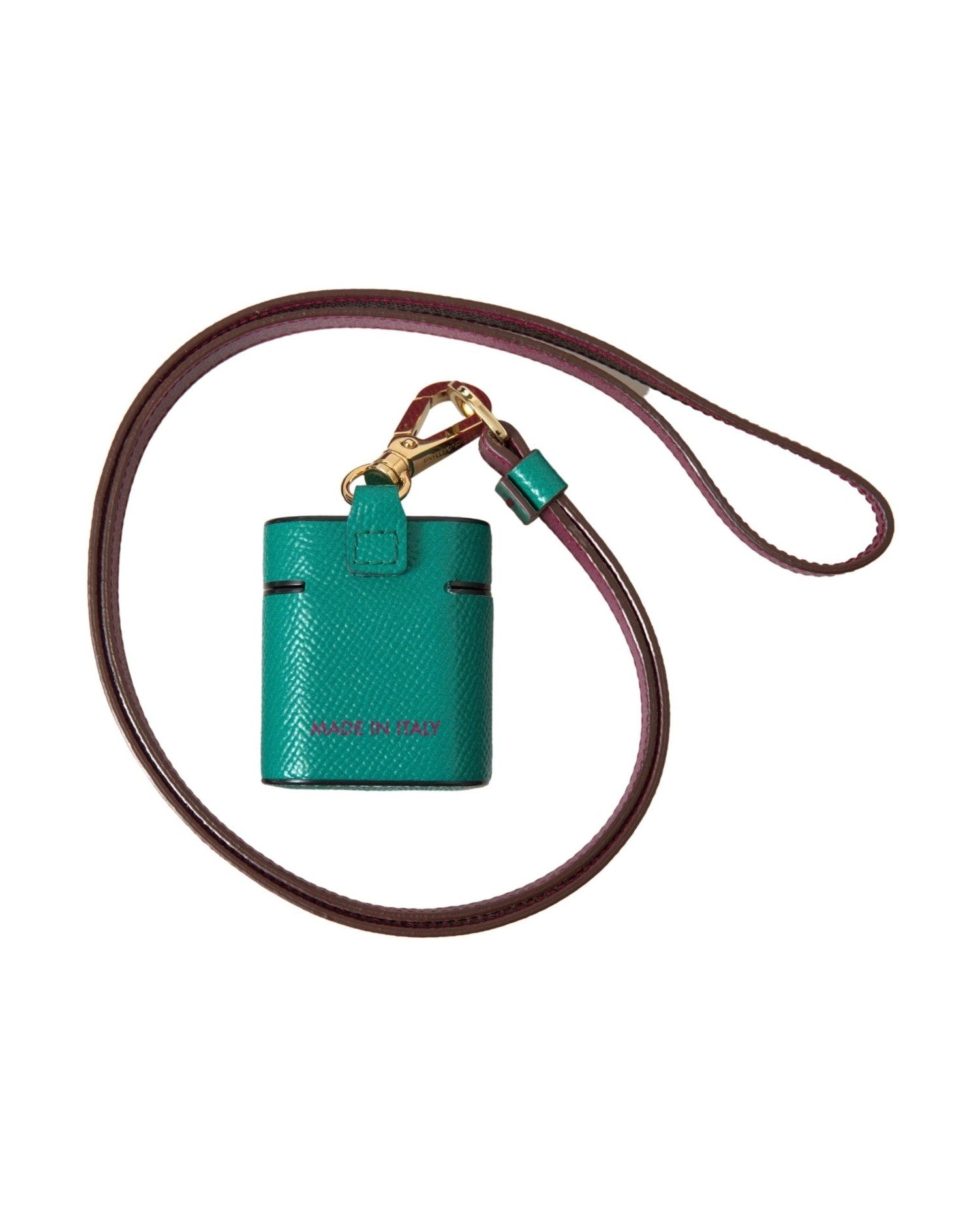Dolce & Gabbana Elegant Leather Airpods Case In Green Maroon And Glam Steals
