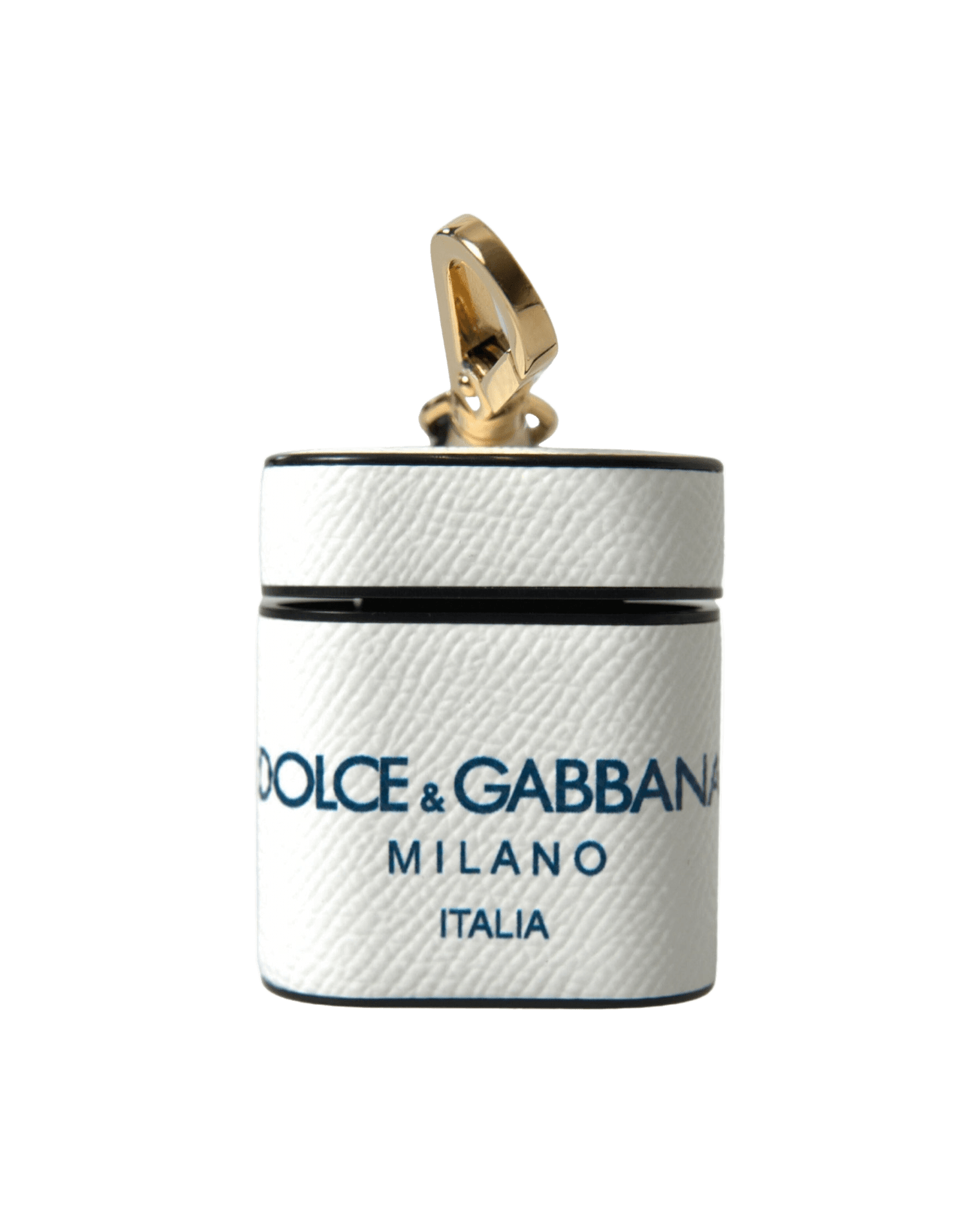 Dolce & Gabbana Elegant Leather Airpods Case In White Blue Glam Steals