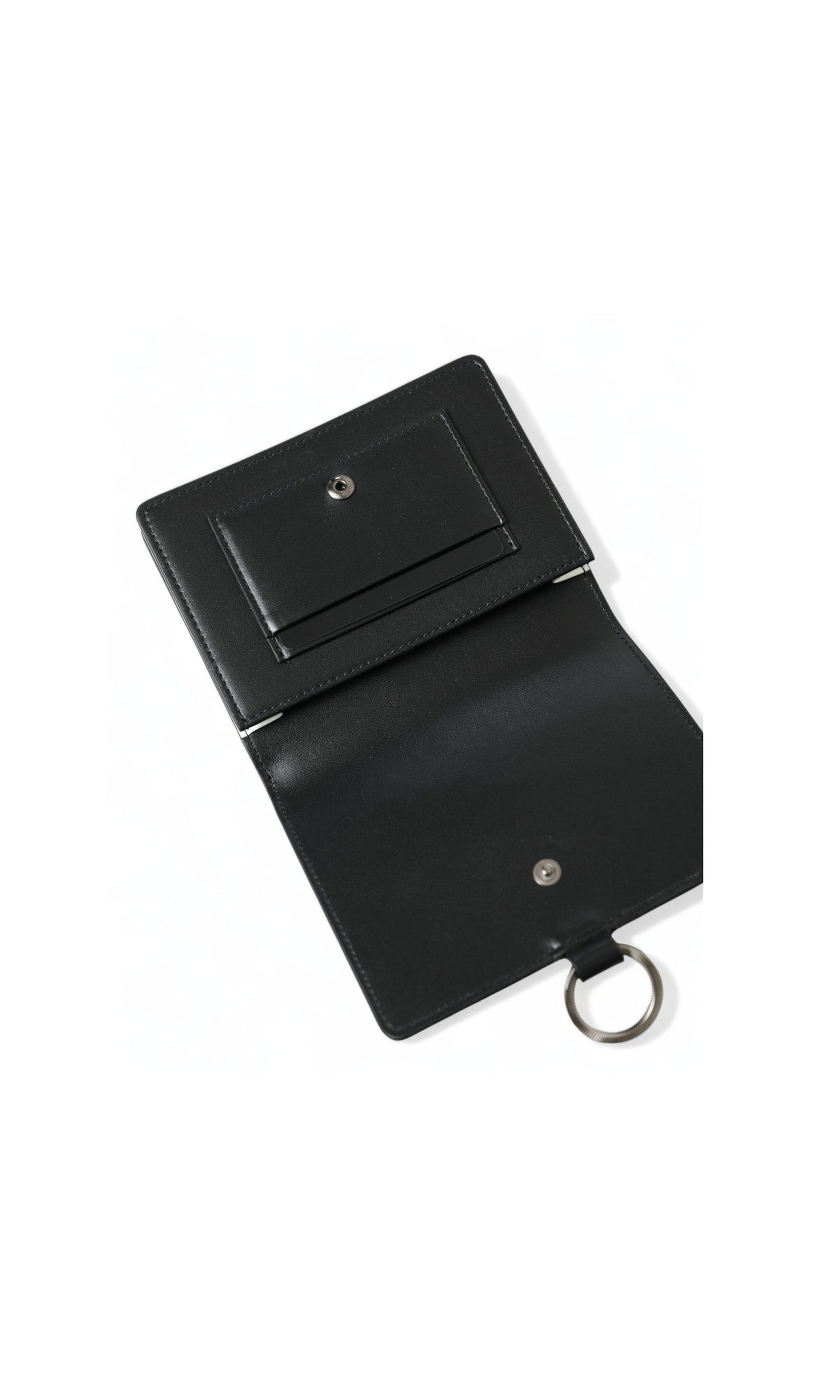 Dolce & Gabbana Elegant Leather Crystal Card Holder Black Wallet Glam Steals