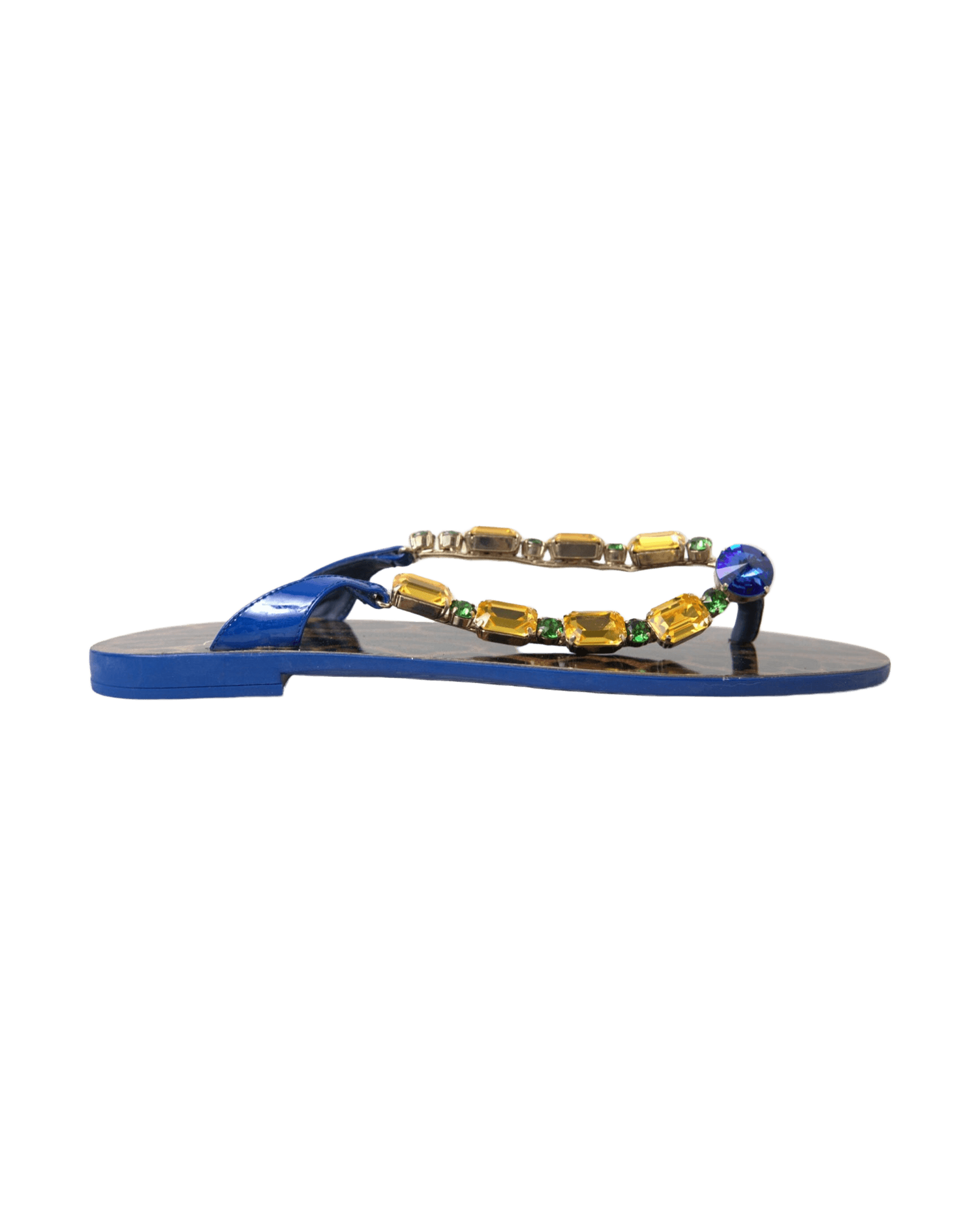 Dolce & Gabbana Elegant Leather Flat Blue Sandals Glam Steals