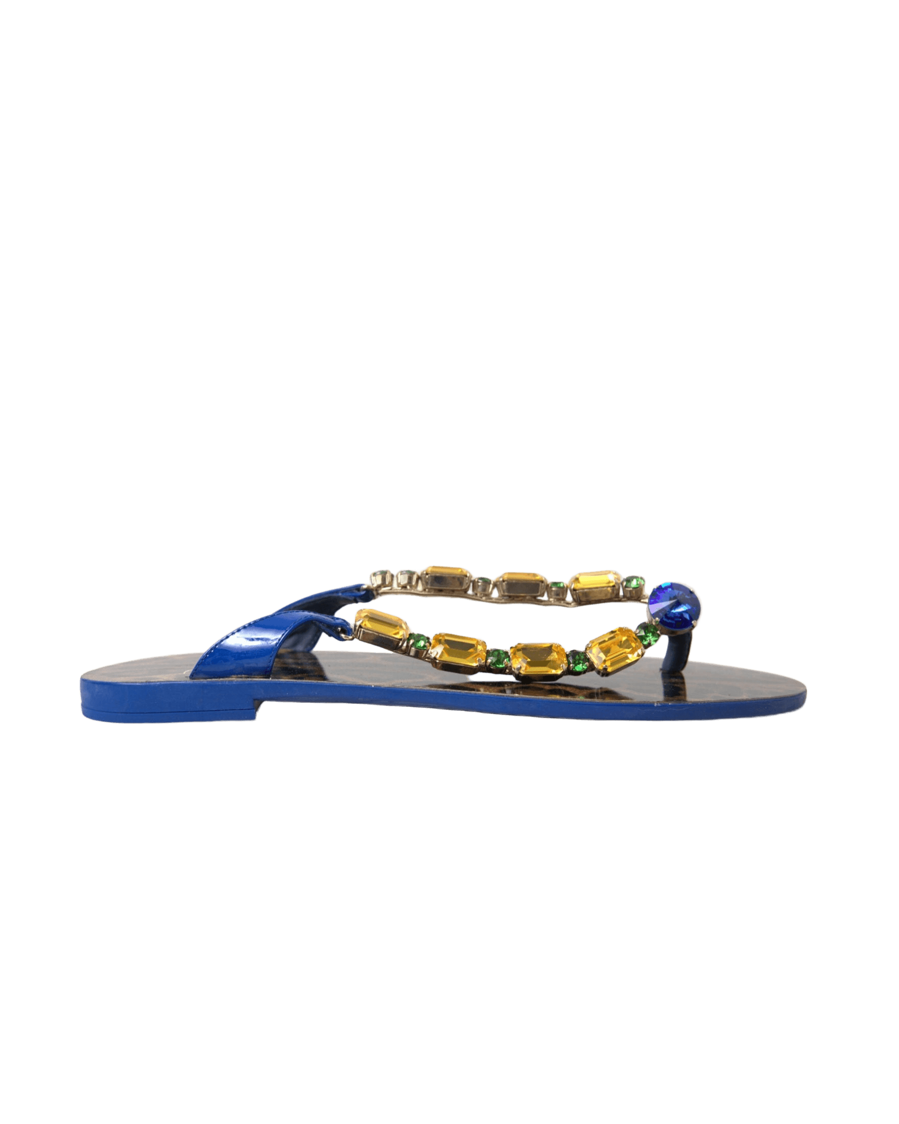 Dolce & Gabbana Elegant Leather Flat Blue Sandals Glam Steals