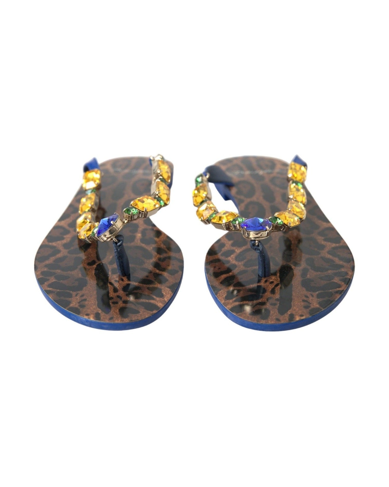 Dolce & Gabbana Elegant Leather Flat Blue Sandals Glam Steals