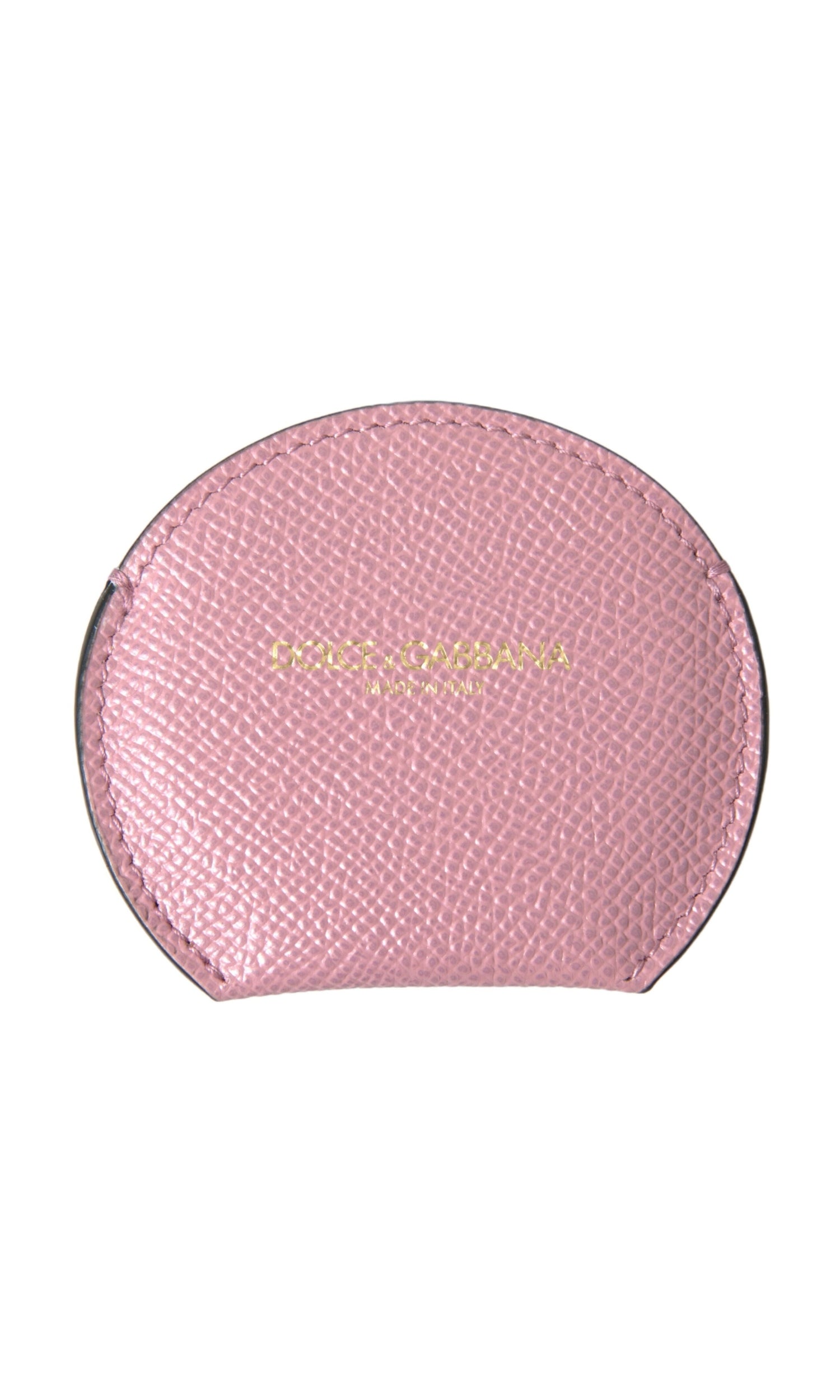 Dolce & Gabbana Elegant Leather Hand Mirror Pink Holder Glam Steals