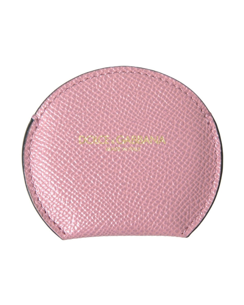 Dolce & Gabbana Elegant Leather Hand Mirror Pink Holder Glam Steals