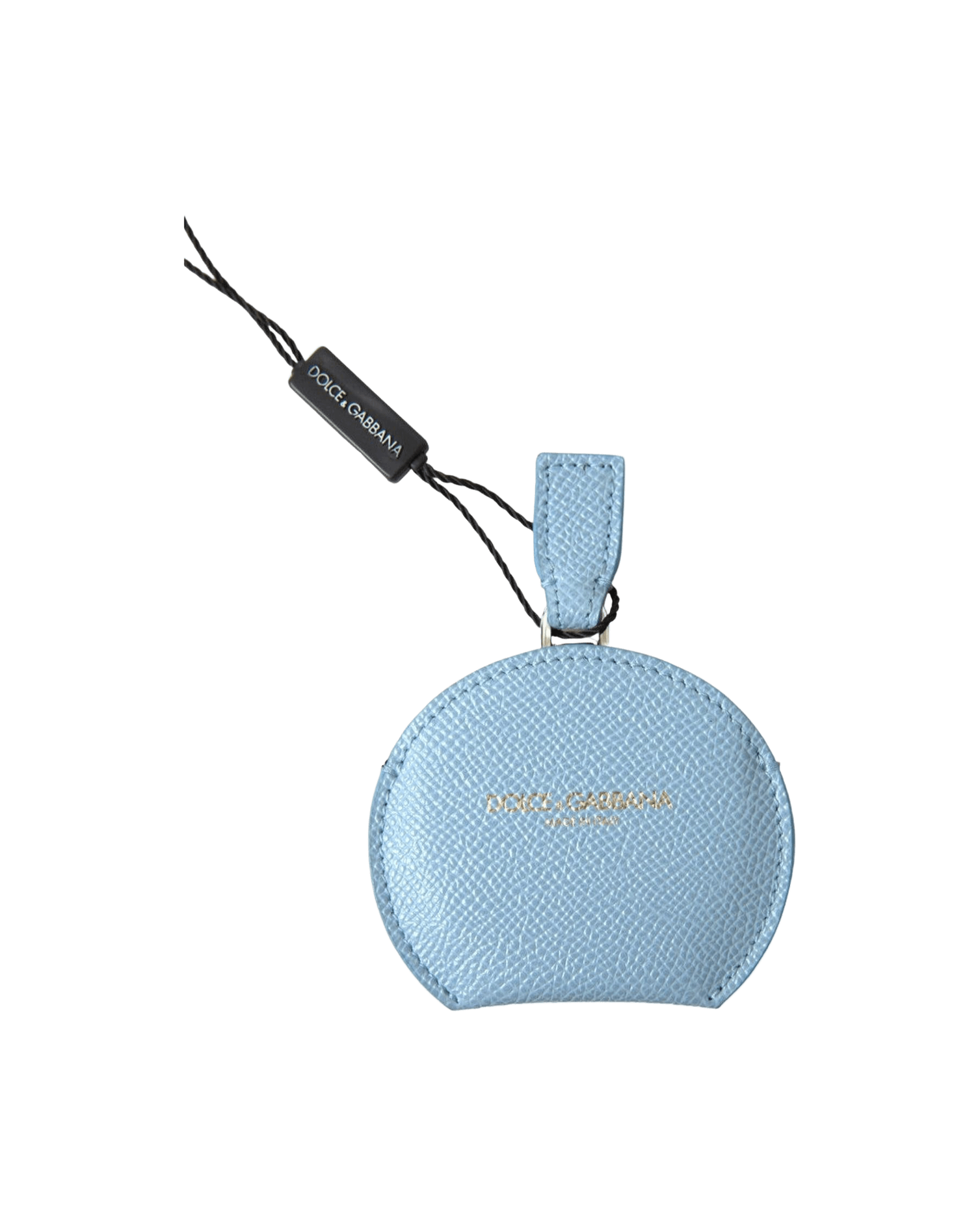 Dolce & Gabbana Elegant Leather Mirror Holder In Blue Light Glam Steals