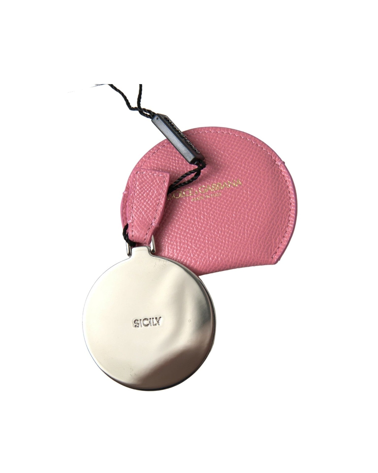 Dolce & Gabbana Elegant Leather Mirror Pink Holder Glam Steals
