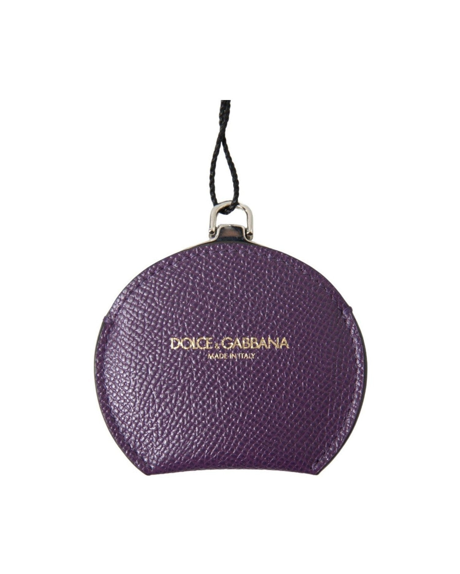 Dolce & Gabbana Elegant Leather Mirror Purple Holder Glam Steals
