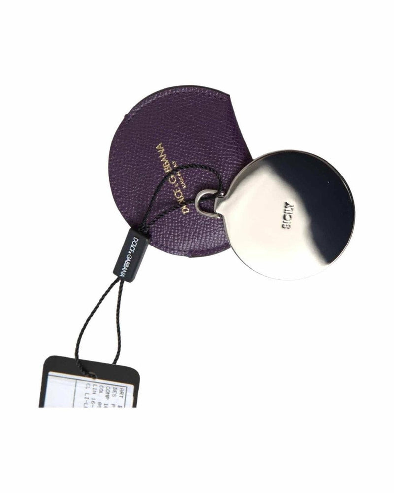 Dolce & Gabbana Elegant Leather Mirror Purple Holder Glam Steals