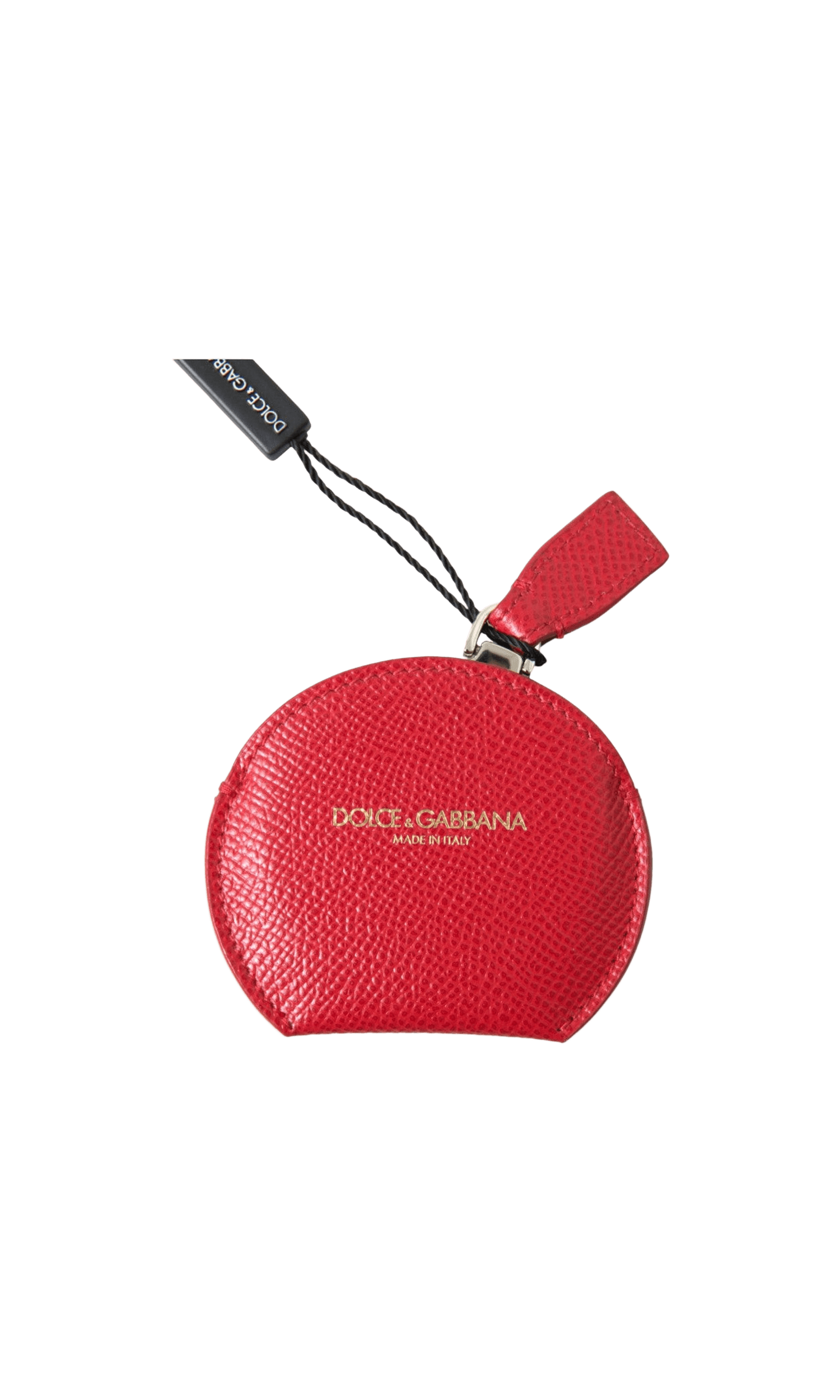 Dolce & Gabbana Elegant Leather Mirror Red Holder Glam Steals