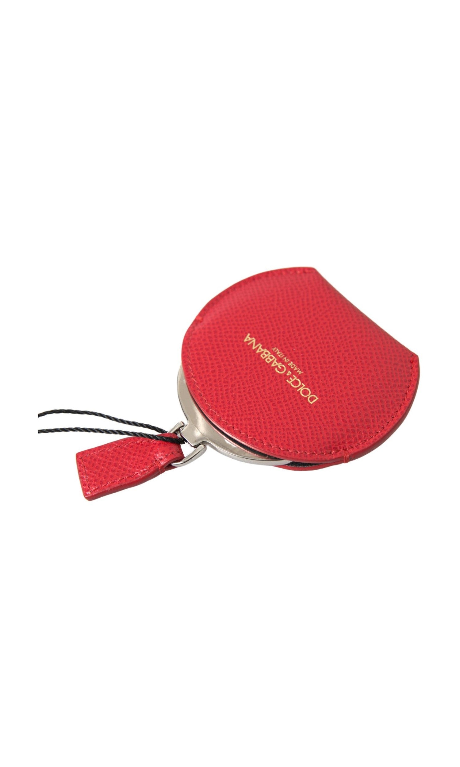 Dolce & Gabbana Elegant Leather Mirror Red Holder Glam Steals