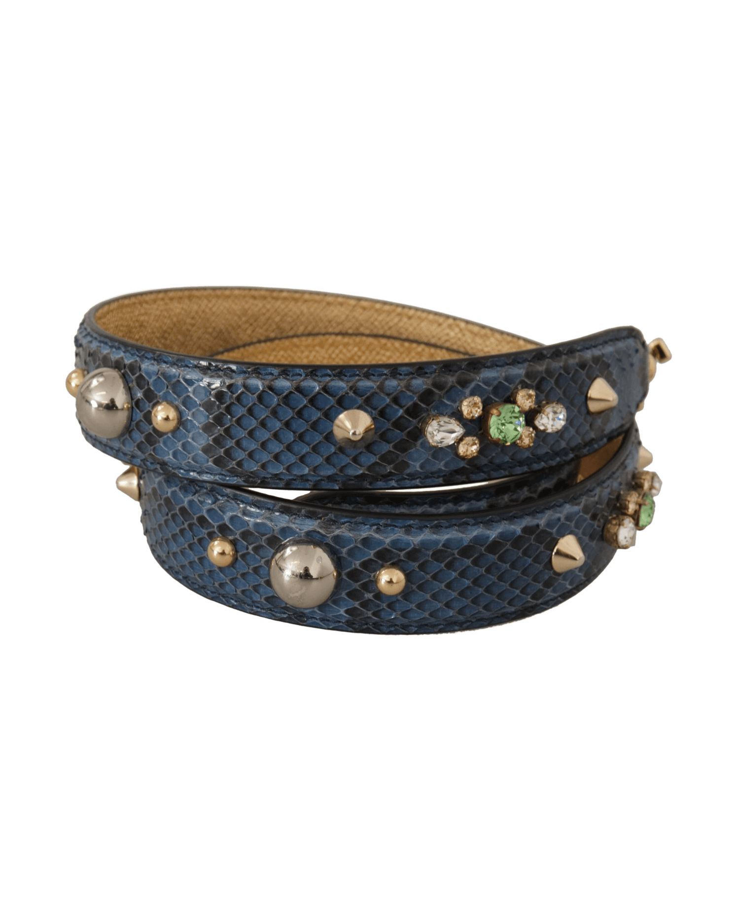 Dolce & Gabbana Elegant Leather Shoulder Beige Blue Print Bag Strap Glam Steals