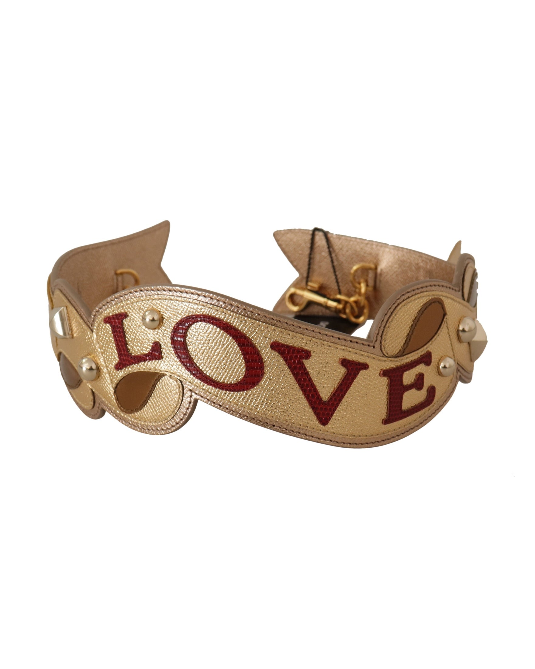 Dolce & Gabbana Elegant Leather Shoulder Gold Strap Glam Steals