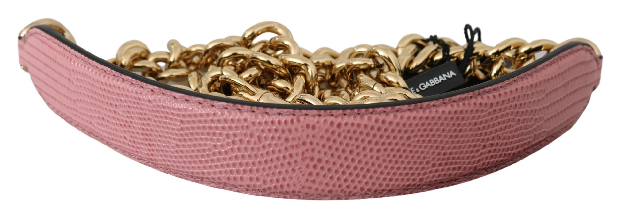 Dolce & Gabbana Elegant Leather Shoulder Pink Gold Strap Glam Steals