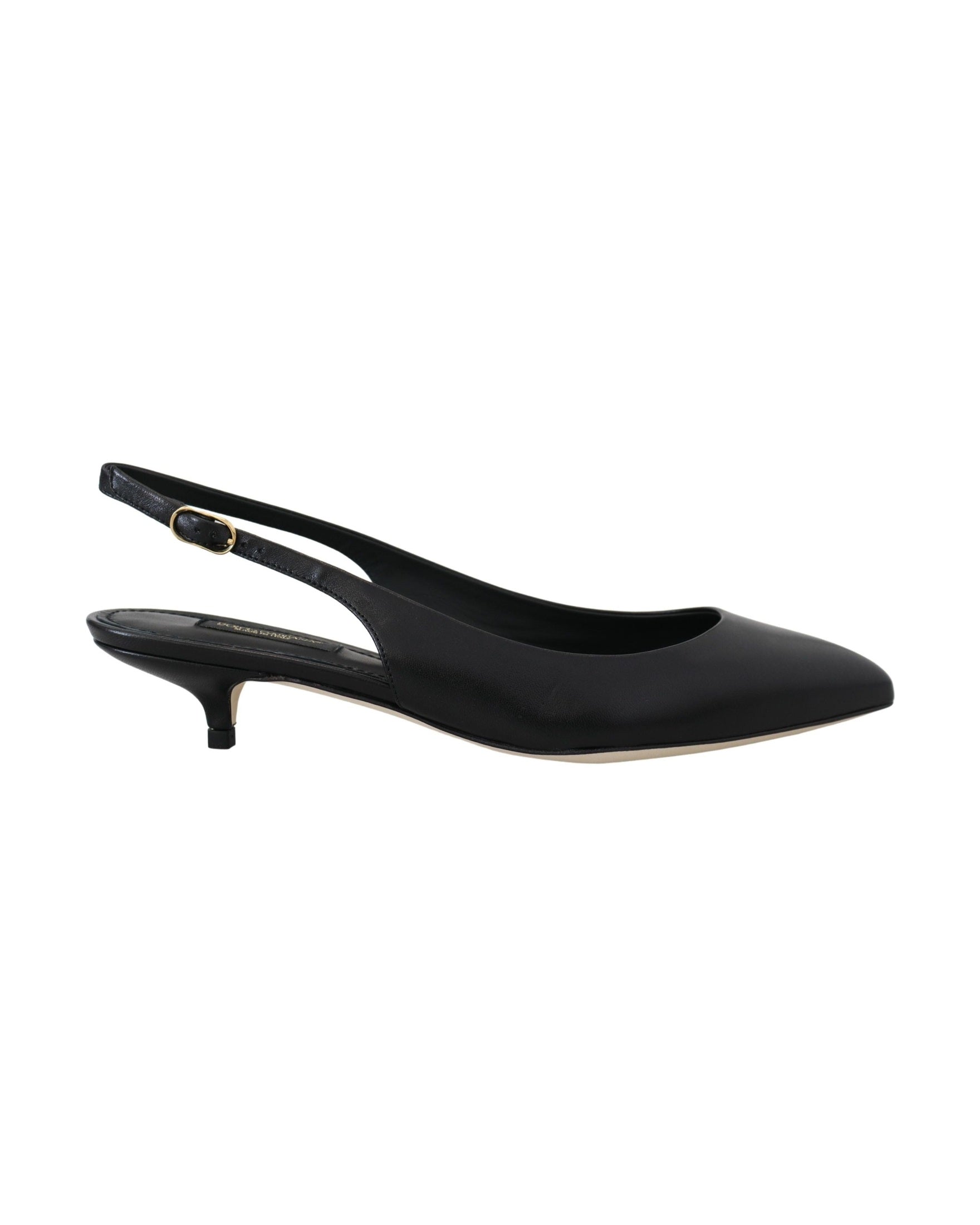 Dolce & Gabbana Elegant Leather Slingback Black Pumps Glam Steals