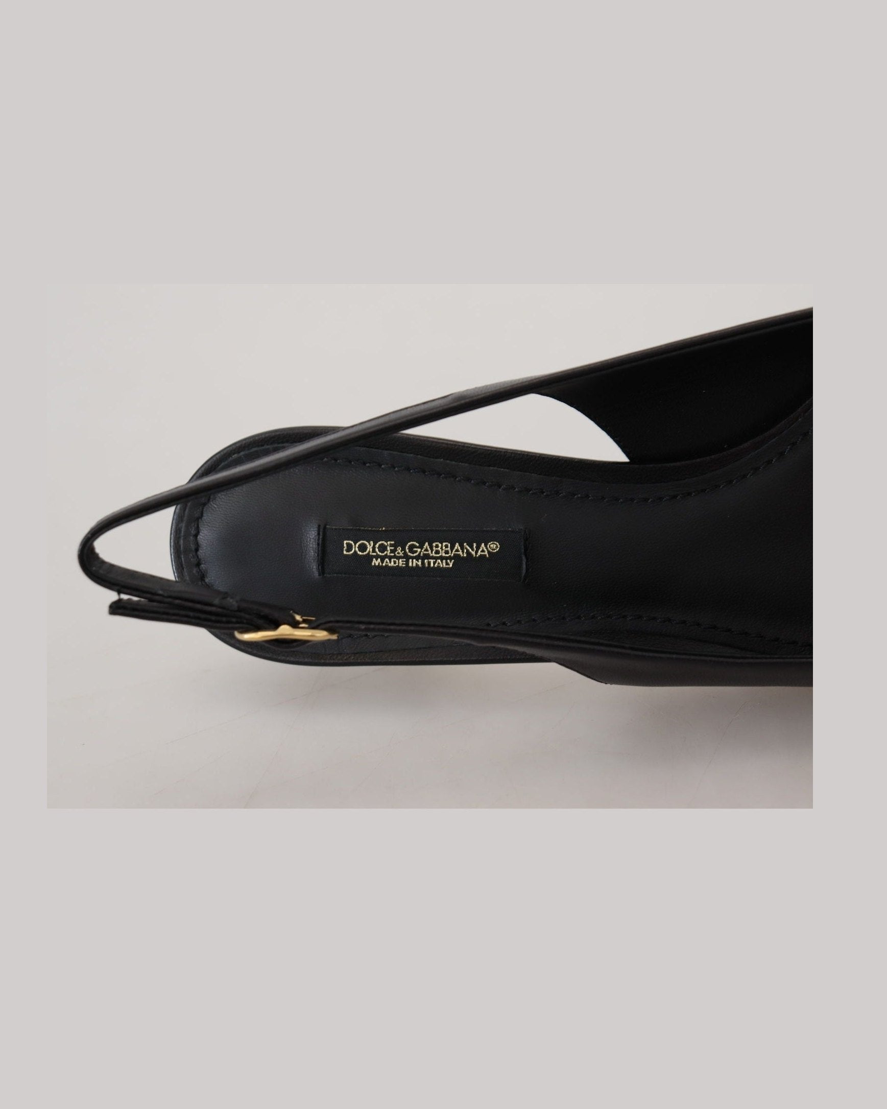 Dolce & Gabbana Elegant Leather Slingback Black Pumps Glam Steals