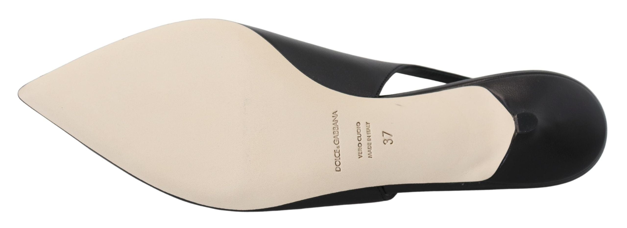 Dolce & Gabbana Elegant Leather Slingback Black Pumps Glam Steals
